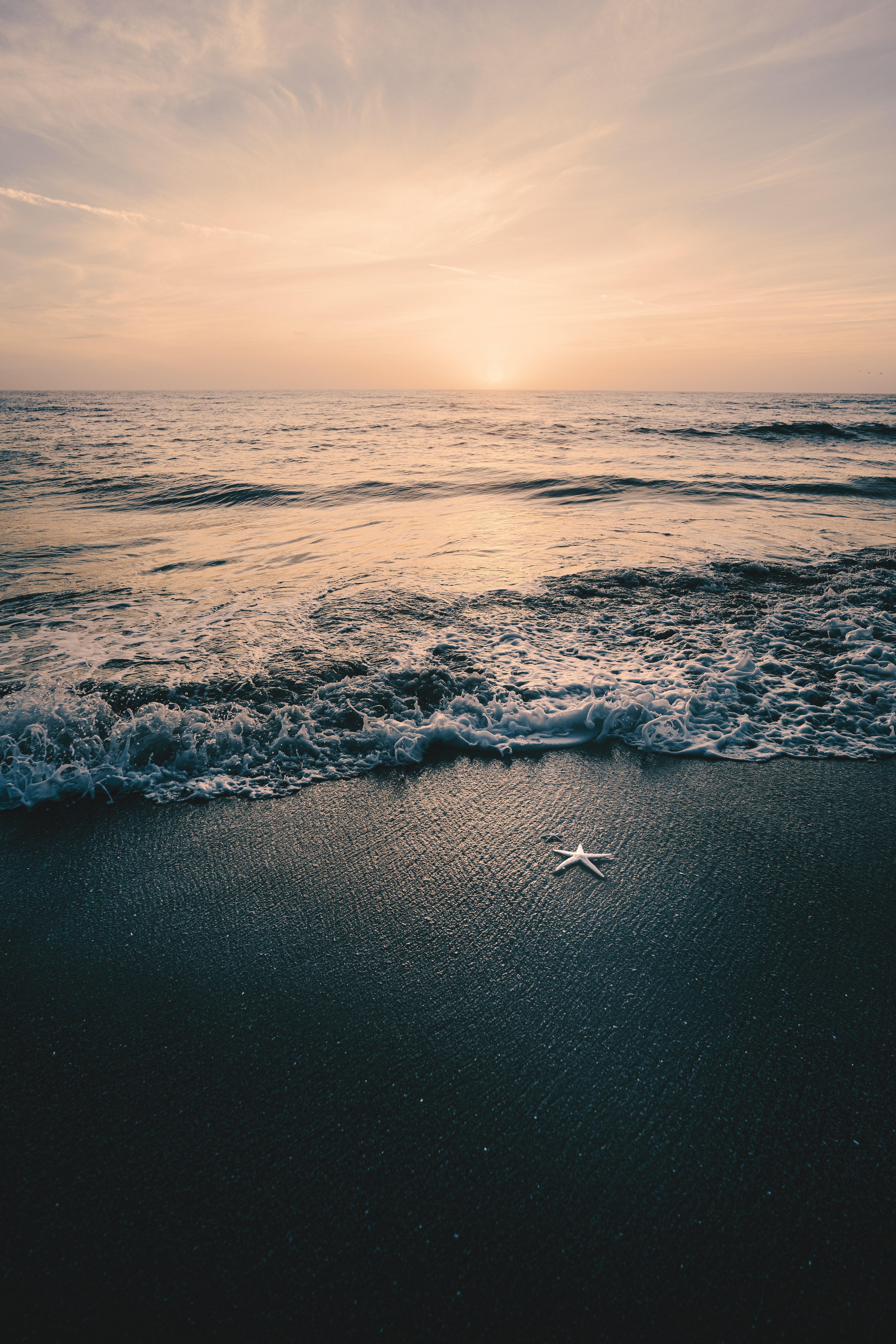 Meer, Sonnenuntergang, Wellen, Strand, Ruhe, Hintergrundbild für iPad und Tablet