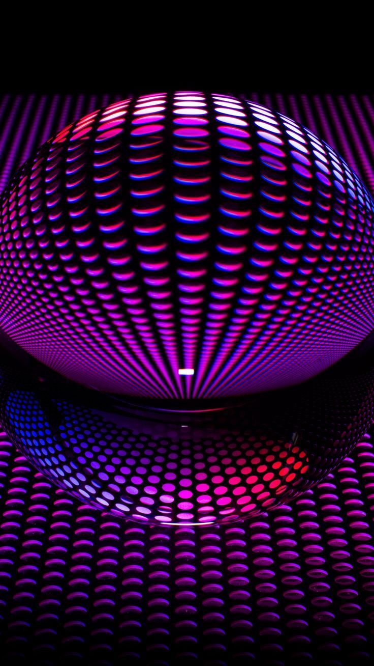 Neonkugel, Punkte, Lila, Pink, Schwarzer Hintergrund, 3D, Sperrbildschirm fürs iPhone