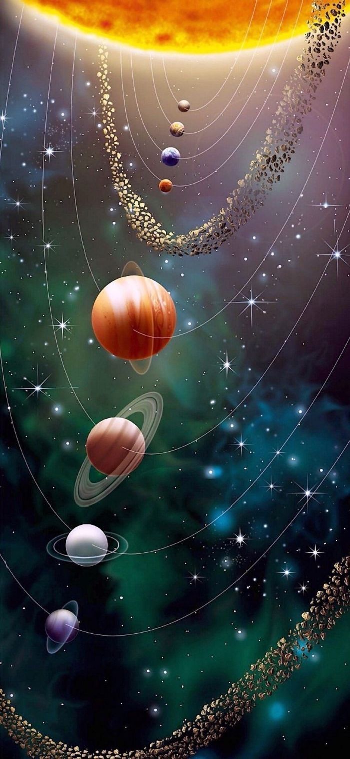 Planeten, Sonne, Weltraum, Sonnensystem, Hochformat, Hintergrundbild für iPhone und Android