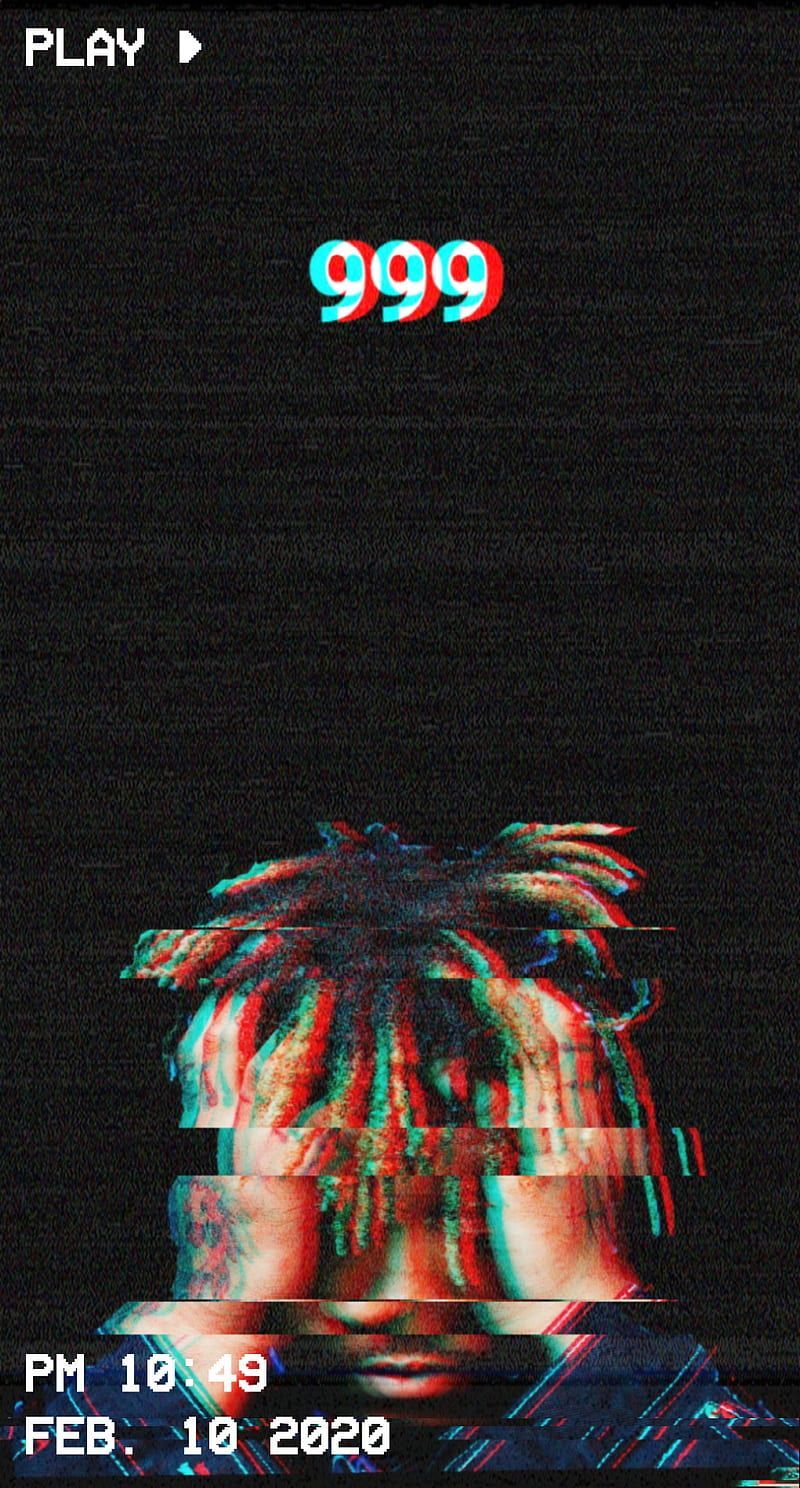 Juice WRLD, 999, Glitch, VHS-Look, Schwarz, HD, Sperrbildschirm fürs iPhone