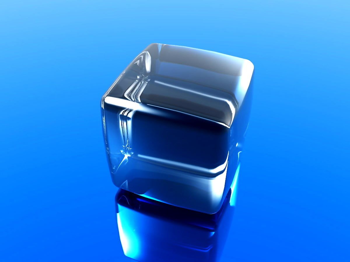 Eiswürfel, 3D, Spiegelung, Blauer Hintergrund, Minimalistisch, Wallpaper