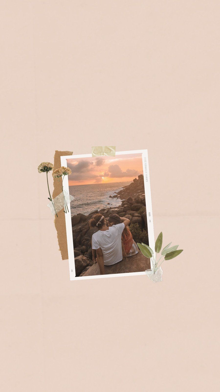 Polaroid, Küste, Minimalistisch, Beige, HD, Hintergrundbild fürs Handy