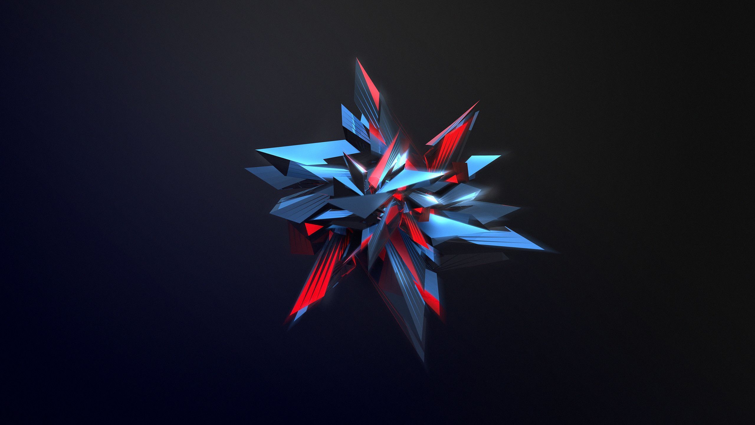 3D-Stern, Abstrakt, Blau, Dunkler Hintergrund, 2K Wallpaper