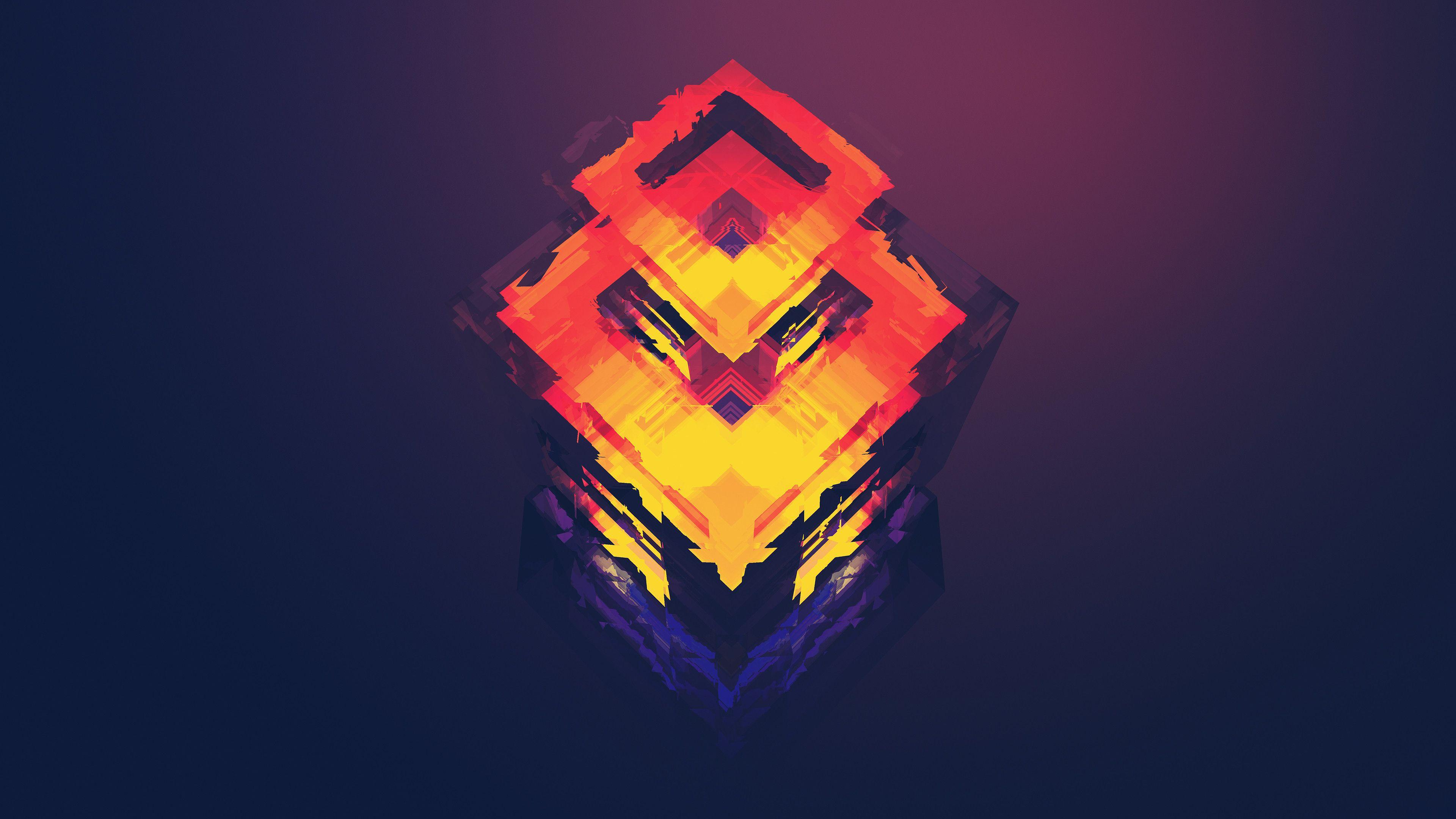 Geometrisches Muster, Abstrakt, Orange, Dunkelblau, 16:9, 4K-Hintergrundbild für den Desktop