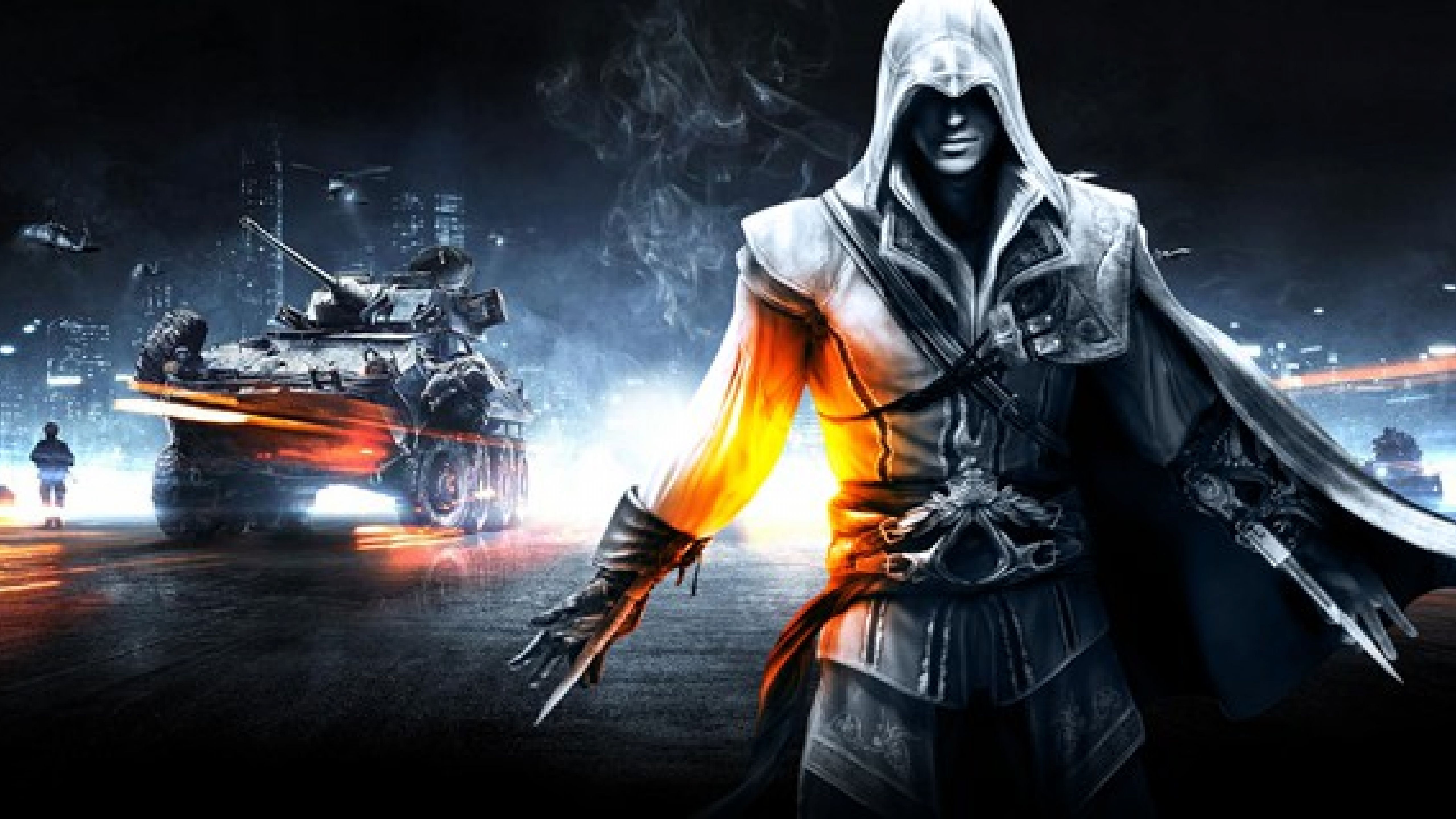 Ezio Auditore, Assassin's Creed, Battlefield, Panzer, Crossover, 5K, Desktop-Hintergrund