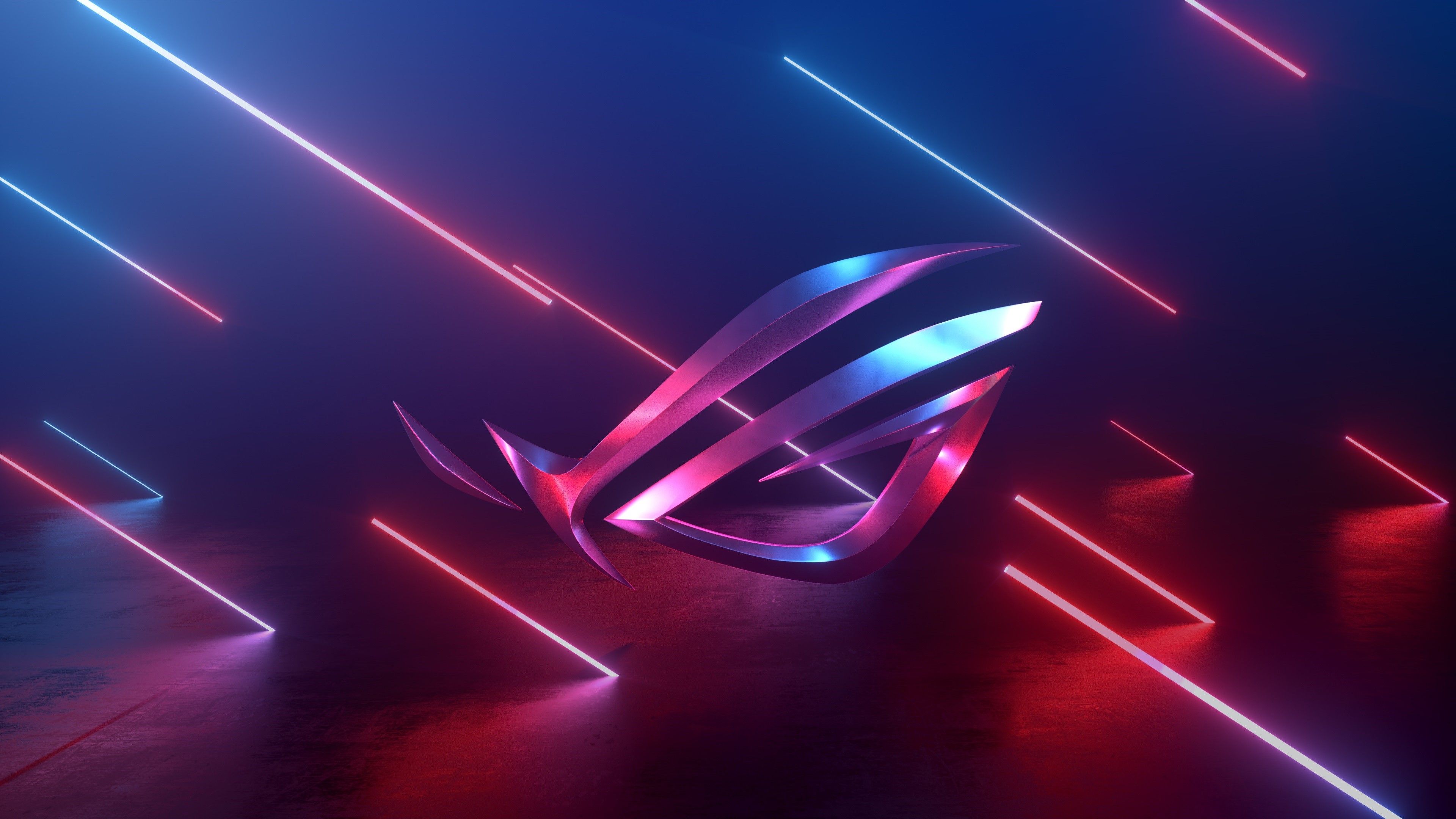 Republic of Gamers, ROG, Neonlinien, Logo, Rot, 4K, Hintergrund für den Desktop