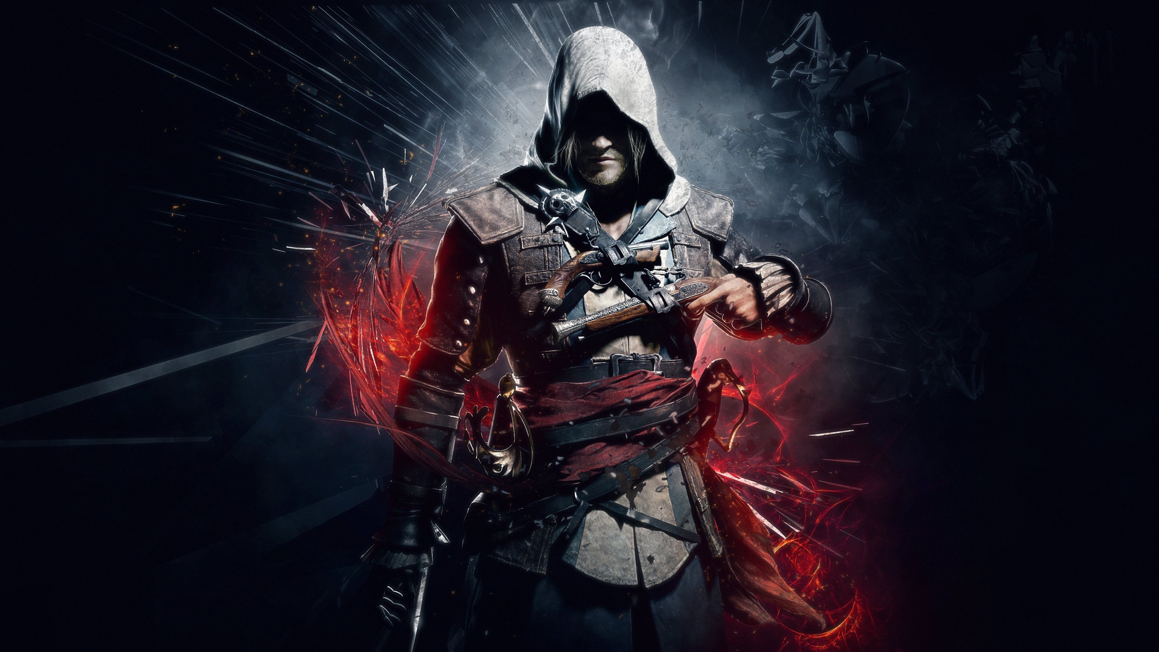 Edward Kenway, Assassin's Creed IV: Black Flag, Assassin's Creed, Pirat, Pistolen, 4K-Desktop-Hintergrund