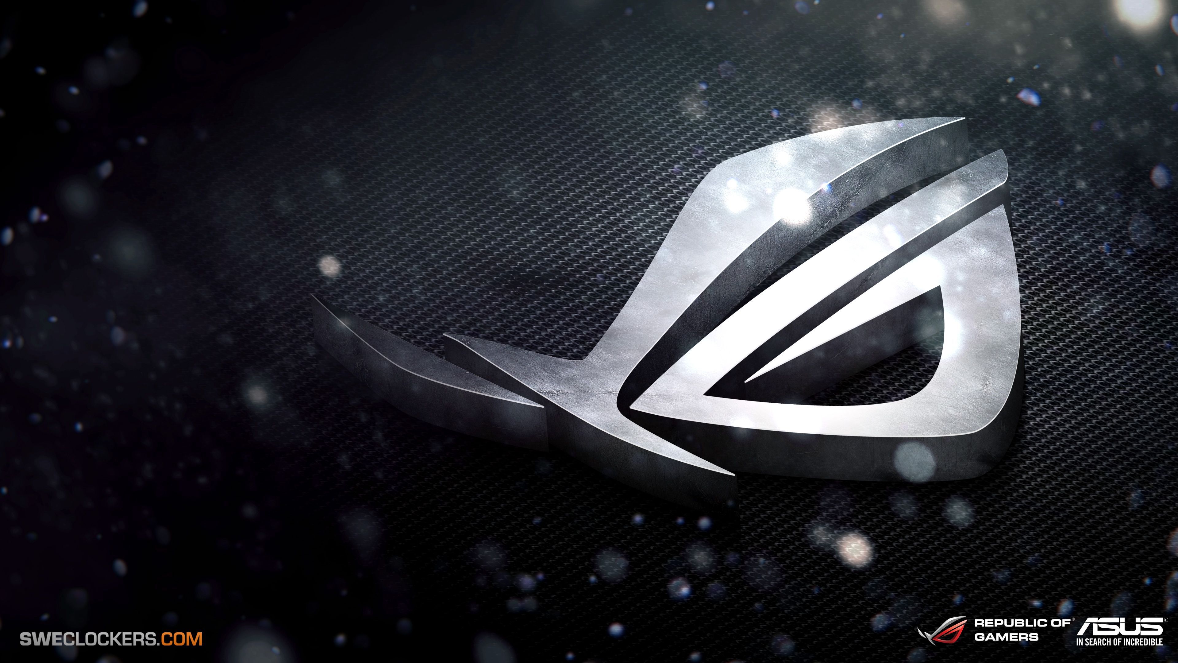 Republic of Gamers, ROG, ASUS, Logo, Silber, Dunkelgrau, 4K, Windows-Hintergrundbild