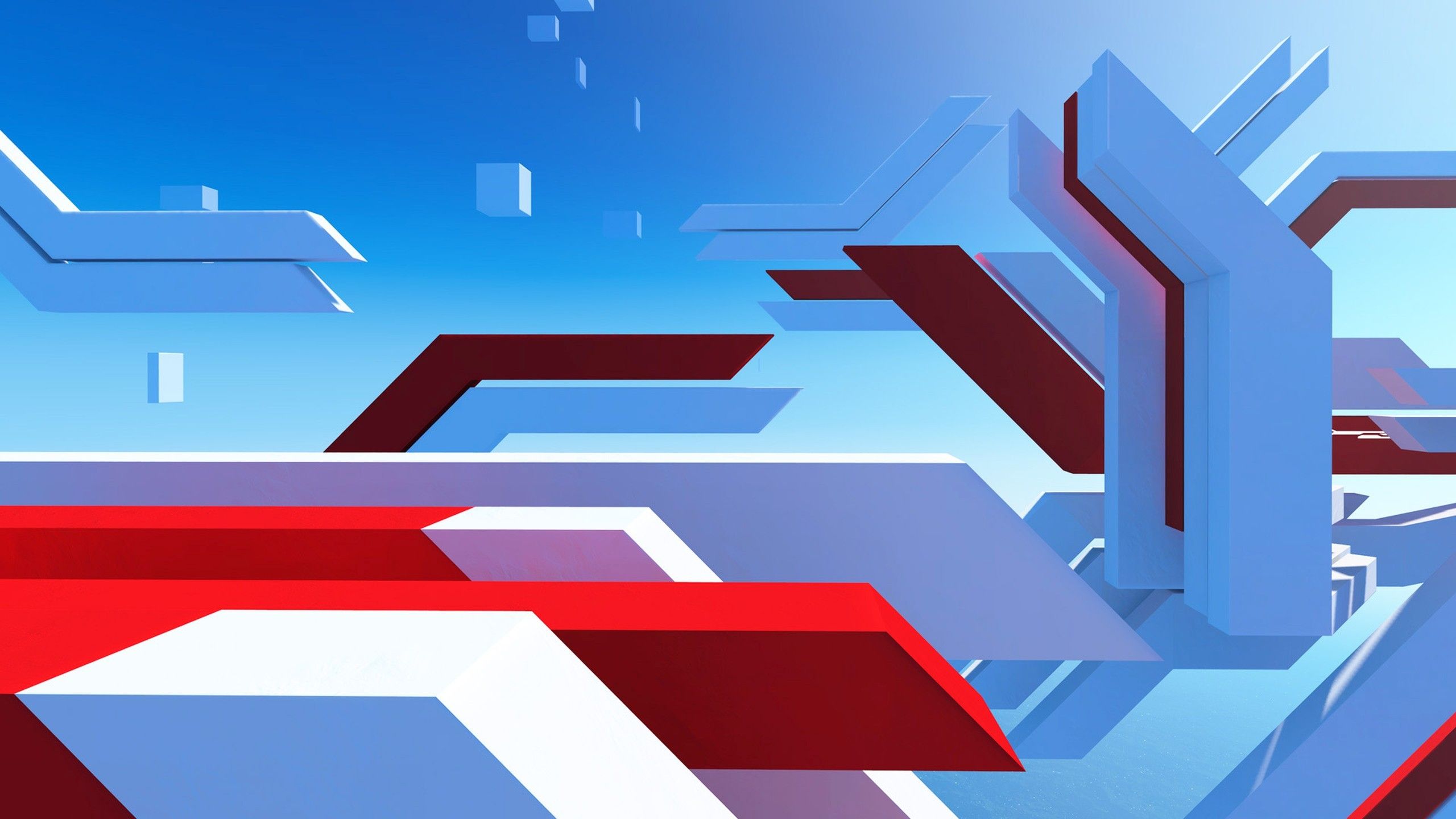 Abstrakt, Geometrische Formen, Blau, Rot, Weiß, 2560x1440, 2K-Hintergrundbild für PC