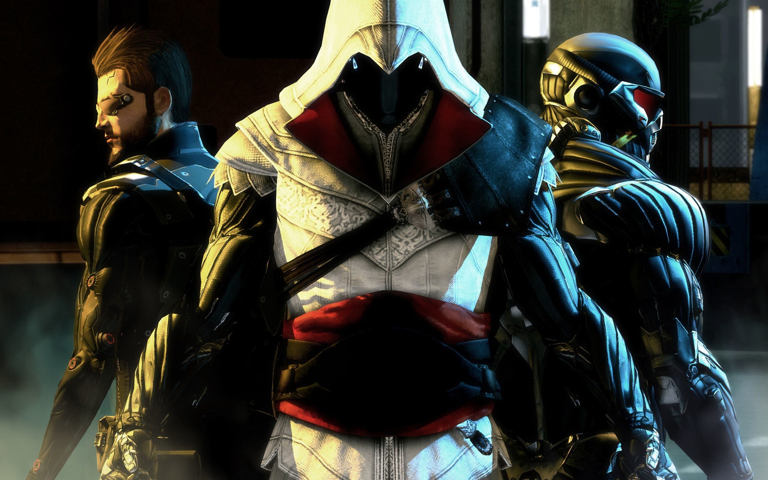 Ezio Auditore, Adam Jensen, Assassin's Creed, Deus Ex, Crysis, Crossover, 2K, Laptop-Hintergrundbild