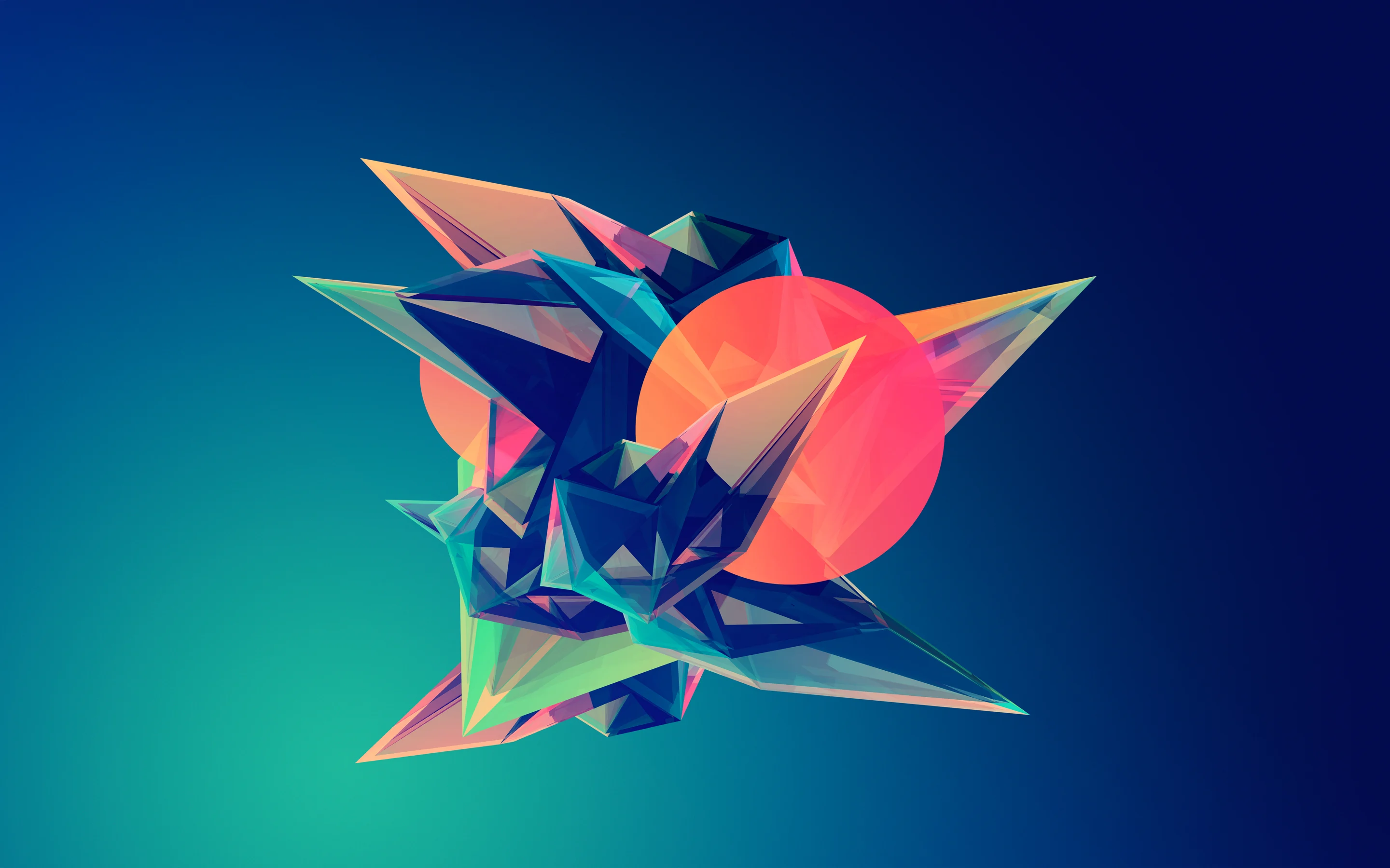 Low Poly, Geometrische Formen, Abstrakt, Türkis, 16:10, 2K-Hintergrundbild für den Desktop