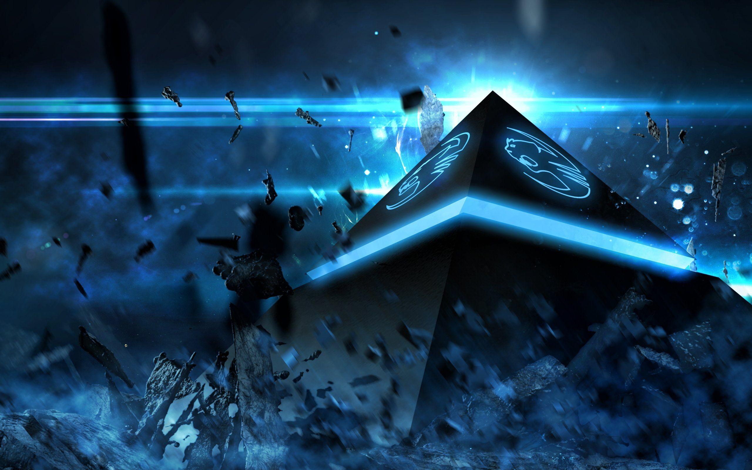 Raumschiff, Science-Fiction, Trümmer, Blaues Licht, 16:10, 2K-Hintergrundbild für den Desktop