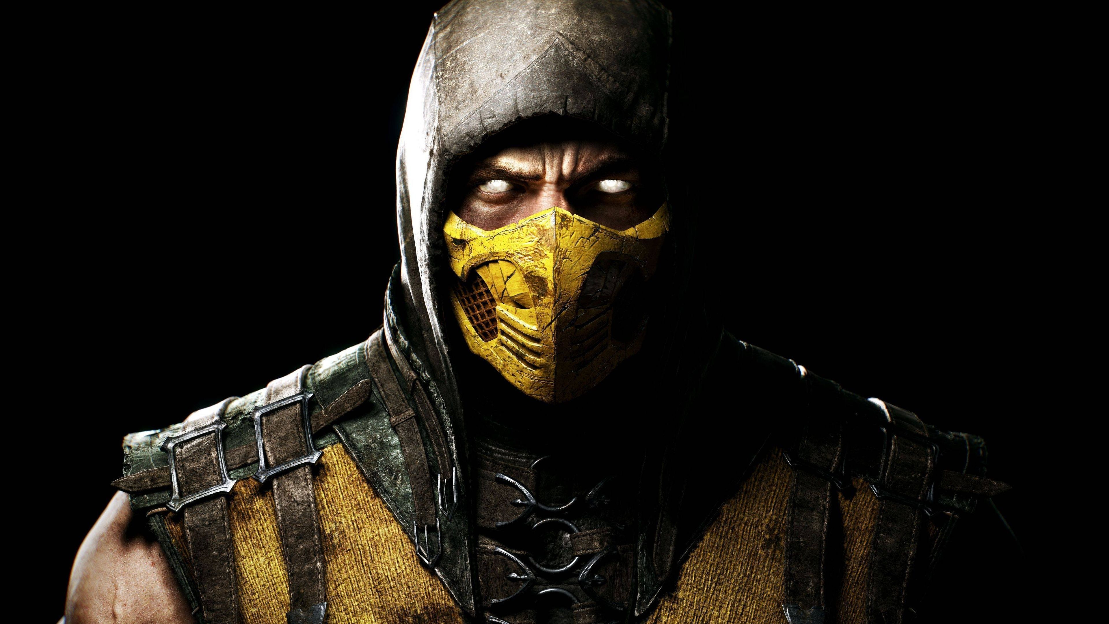 Scorpion, Mortal Kombat X, Mortal Kombat, Ninja, Maske, 16:9, 4K-Hintergrundbild für den Desktop