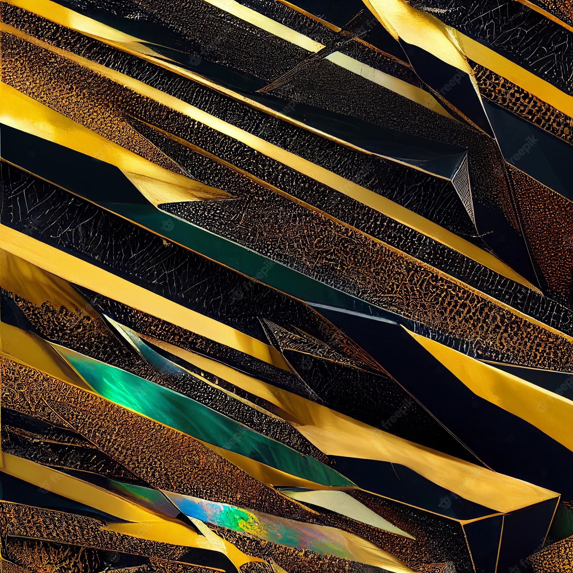 Abstrakt, Gold, Schwarz, Facetten, Full HD, Hintergrundbild fürs Tablet
