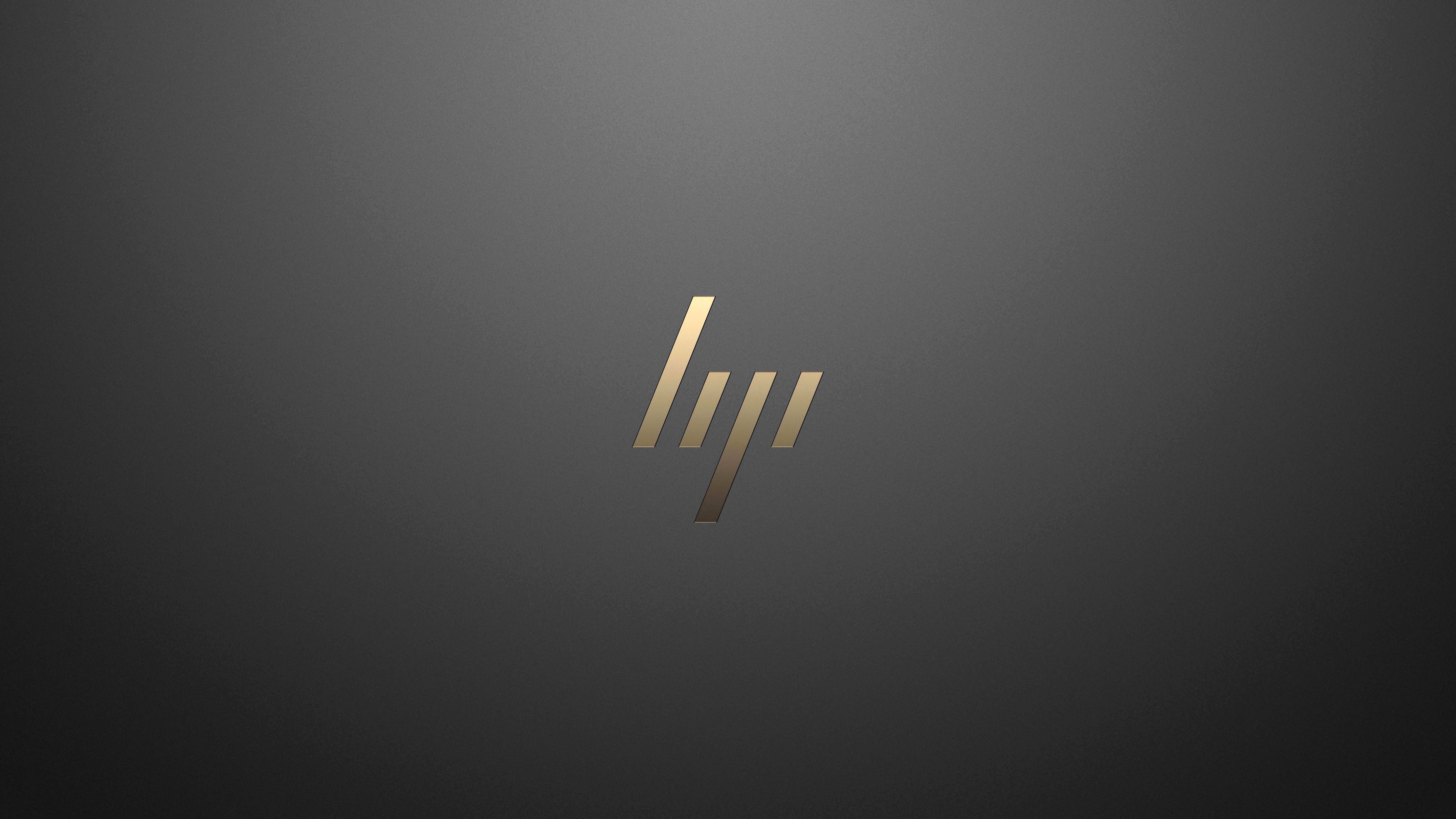HP, Logo, Gold, Dunkelgrau, Minimalismus, 8K 4320p, Desktop-Hintergrundbild