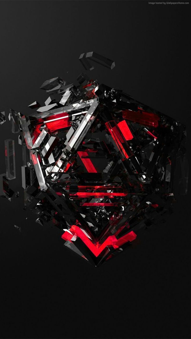3D-Form, Abstrakt, Rot, Schwarz, HD, Hintergrundbild fürs Handy