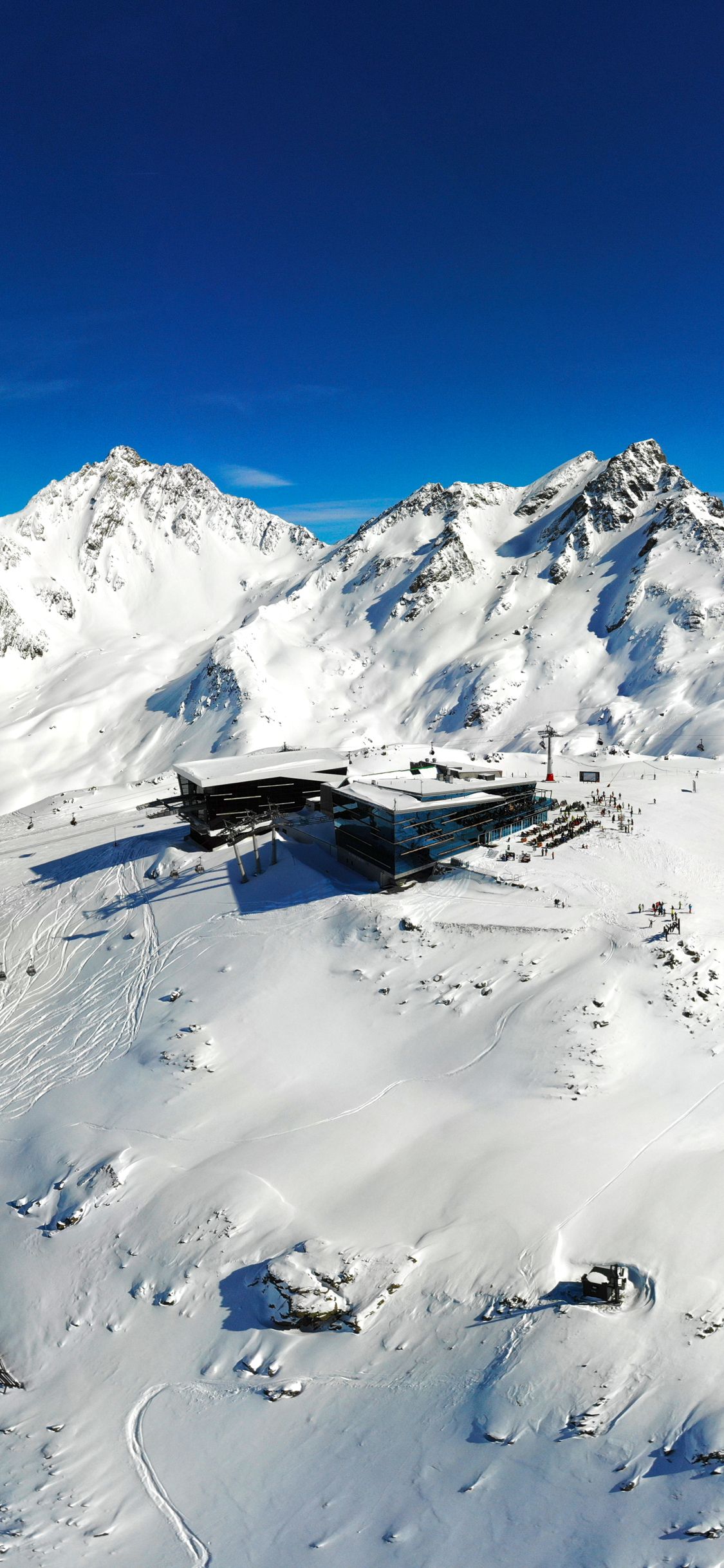 Schneeberge, Alpen, Skigebiet, Blauer Himmel, Winter, Full HD, Sperrbildschirm fürs iPhone