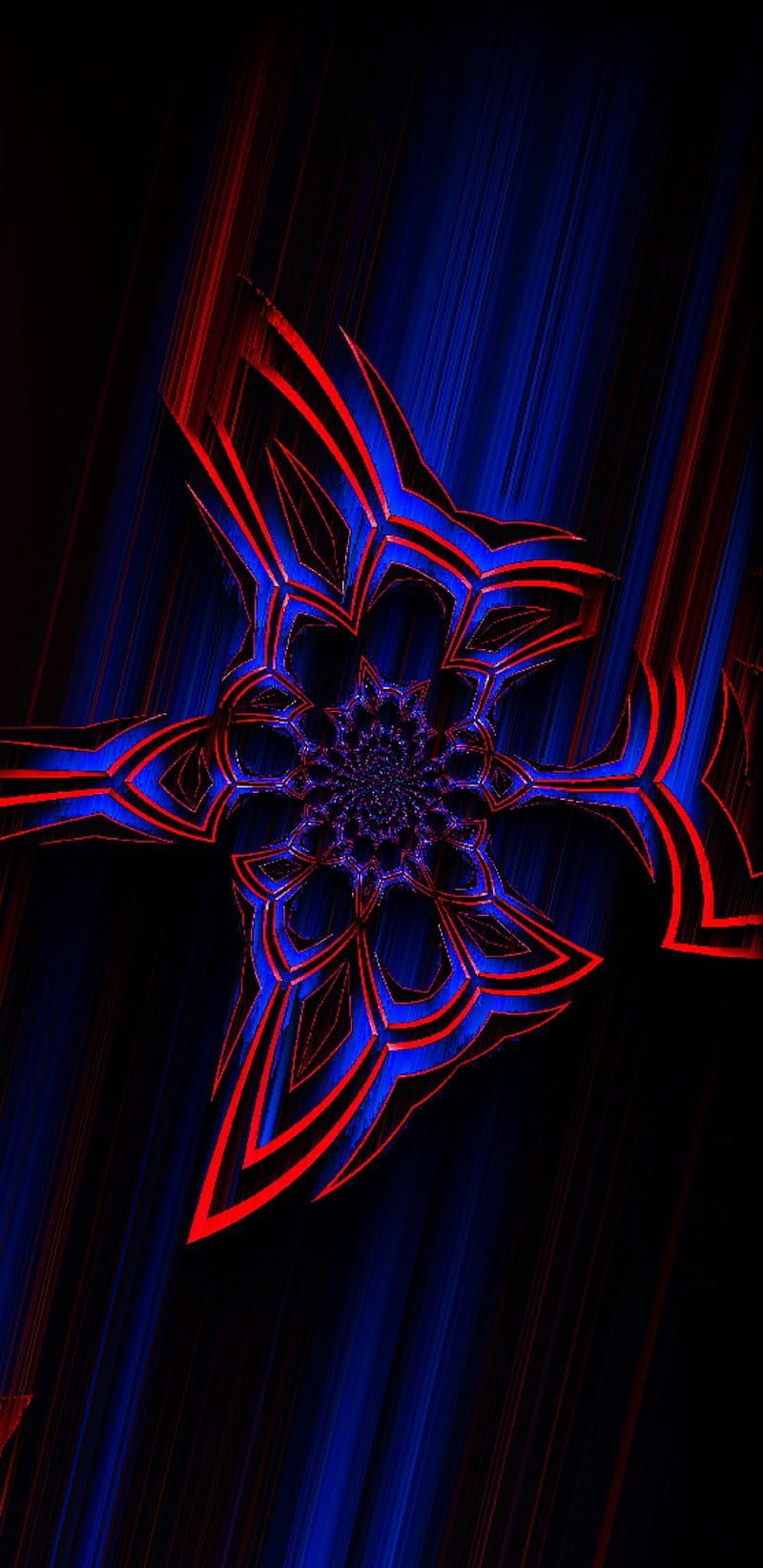 Abstrakt, Fraktal, Rot, Blau, Dunkel, Symmetrie, HD, Hintergrundbild fürs Handy