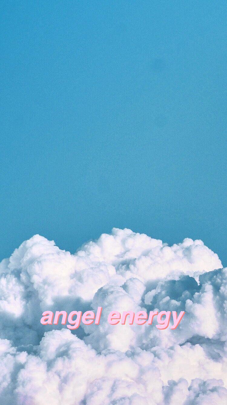 Angel Energy, Schriftzug, Wolken, Blauer Himmel, HD, Sperrbildschirm fürs iPhone