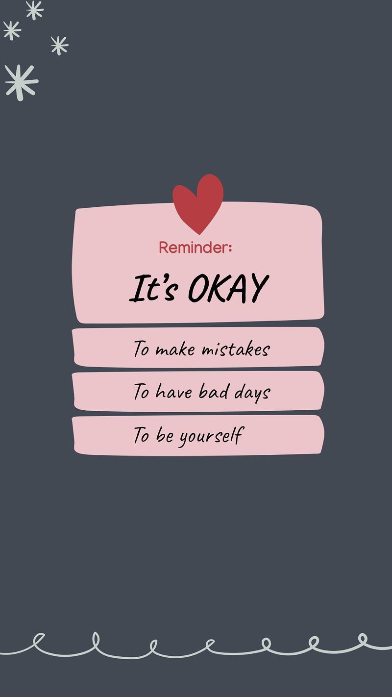It's okay, Erinnerungszettel, Herz, Zitat, Dunkelgrauer Hintergrund, Sperrbildschirm fürs iPhone