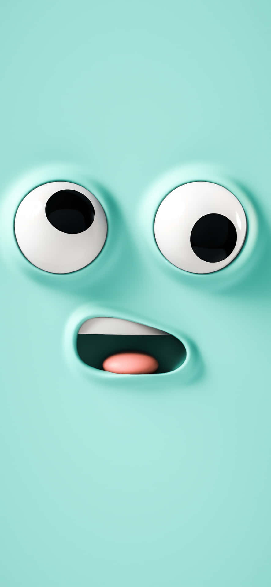 Kulleraugen, Gesicht, Lustig, 3D, Mintgrüner Hintergrund, Sperrbildschirm fürs iPhone