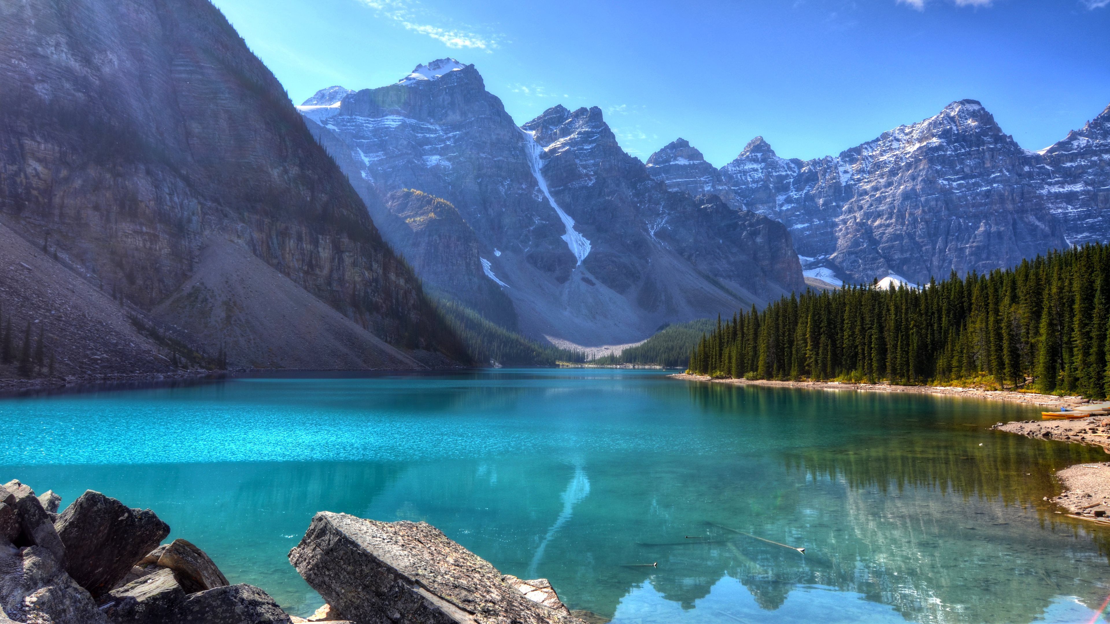Moraine Lake, Banff-Nationalpark, Kanada, Türkises Wasser, Berge, 3840x2160, PC-Hintergrundbild