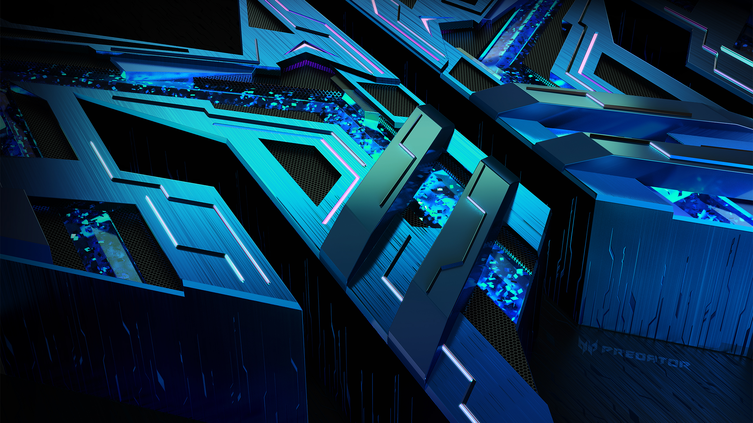 Abstrakt, 3D-Render, Blau, Science-Fiction, Dunkel, 2K 1440p, Desktop-Hintergrundbild