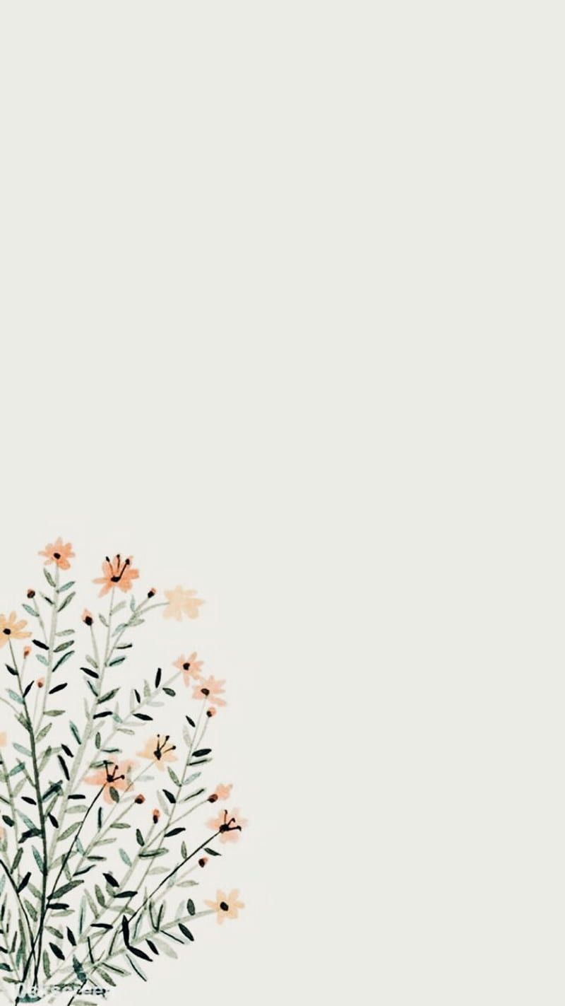 Wildblumen, Illustration, Minimalistisch, Grauweißer Hintergrund, Sperrbildschirm fürs iPhone