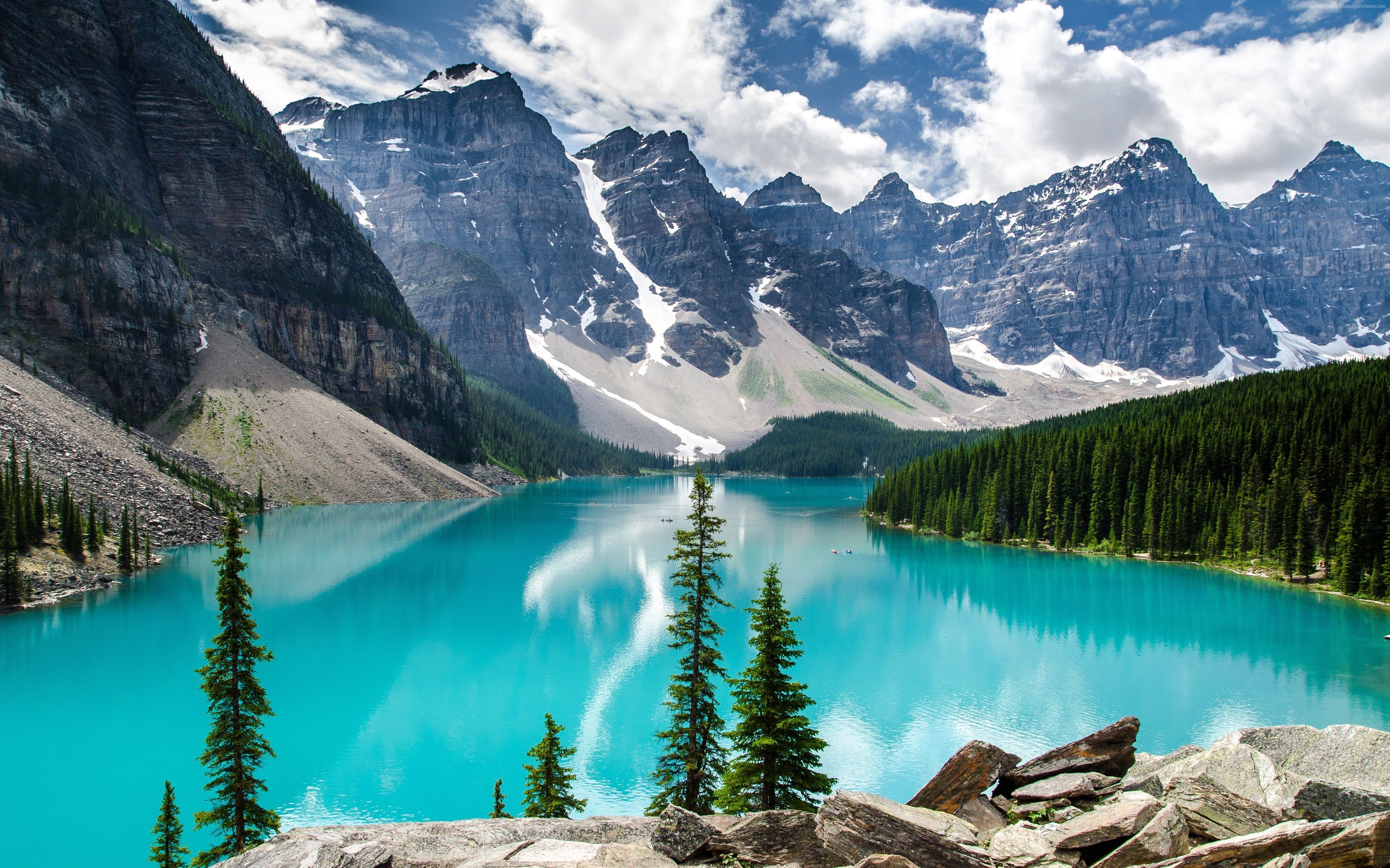 Moraine Lake, Banff-Nationalpark, Kanada, Bergsee, Wolken, 4K, Desktop-Hintergrund