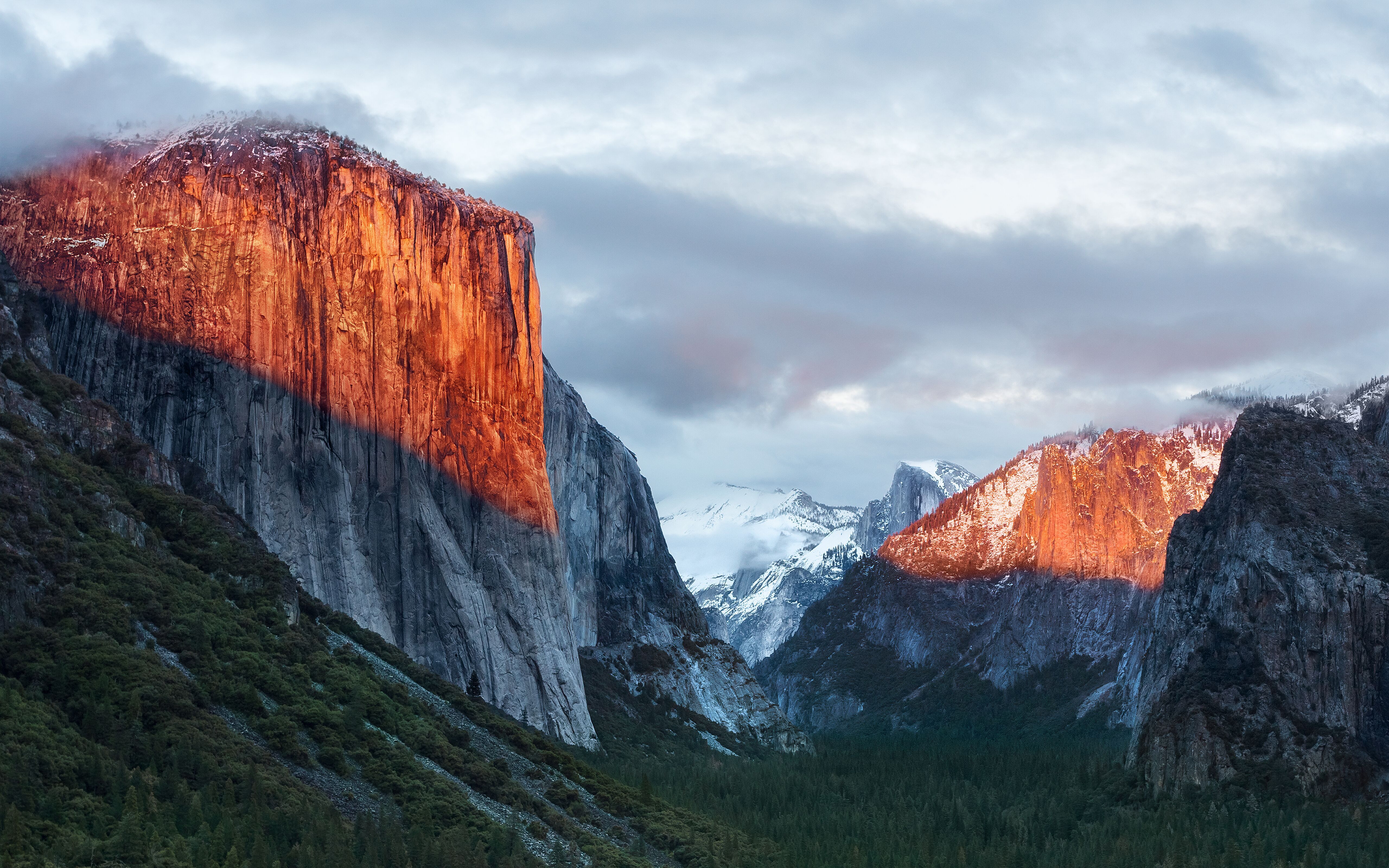 El Capitan, Yosemite-Nationalpark, macOS, Felswand, Abendlicht, 5K, Windows-Hintergrundbild