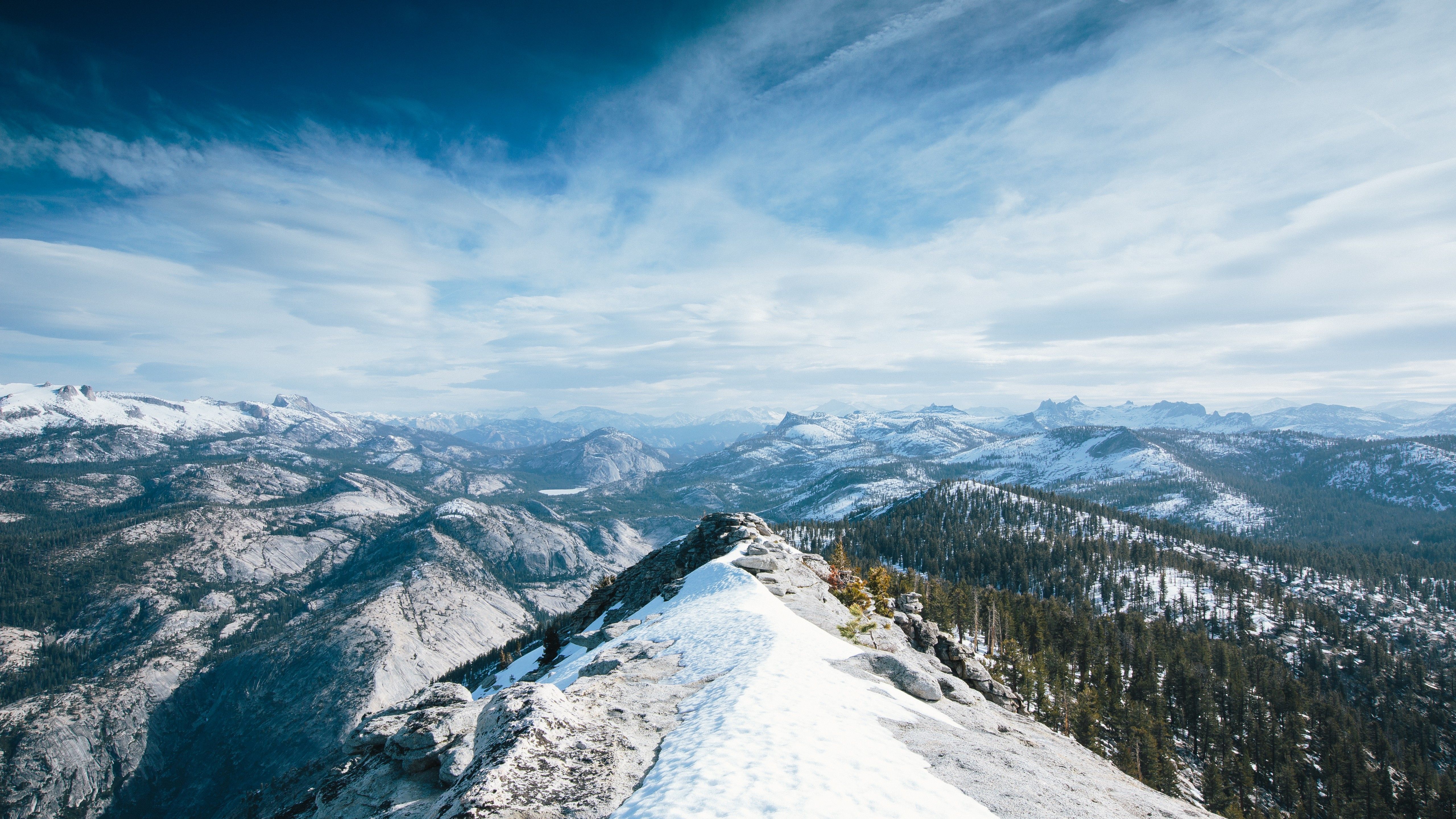 Berggrat, Schnee, Gebirge, Luftaufnahme, Wolken, 5K, Hintergrund für den Desktop