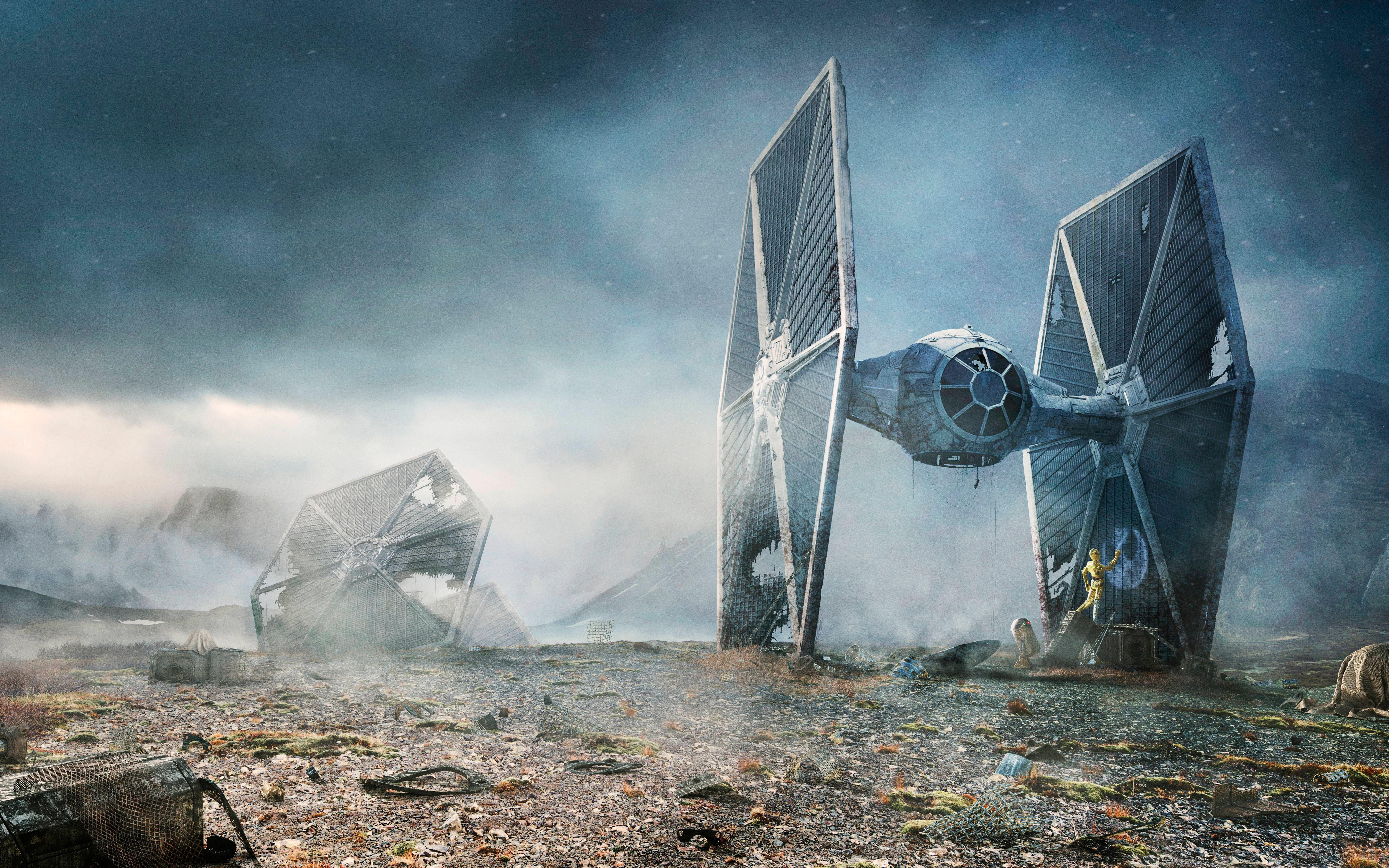 TIE-Jäger, Star Wars, Nebel, Science-Fiction, Wrack, 16:10, 6K-Hintergrundbild für den Desktop