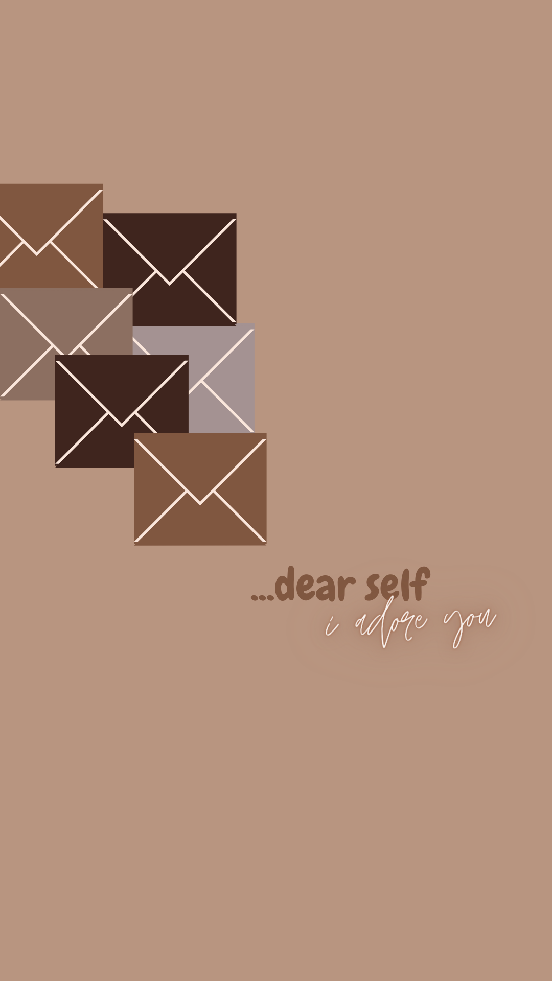 Dear self, Briefumschläge, Handschrift, Brauner Hintergrund, Sperrbildschirm fürs iPhone