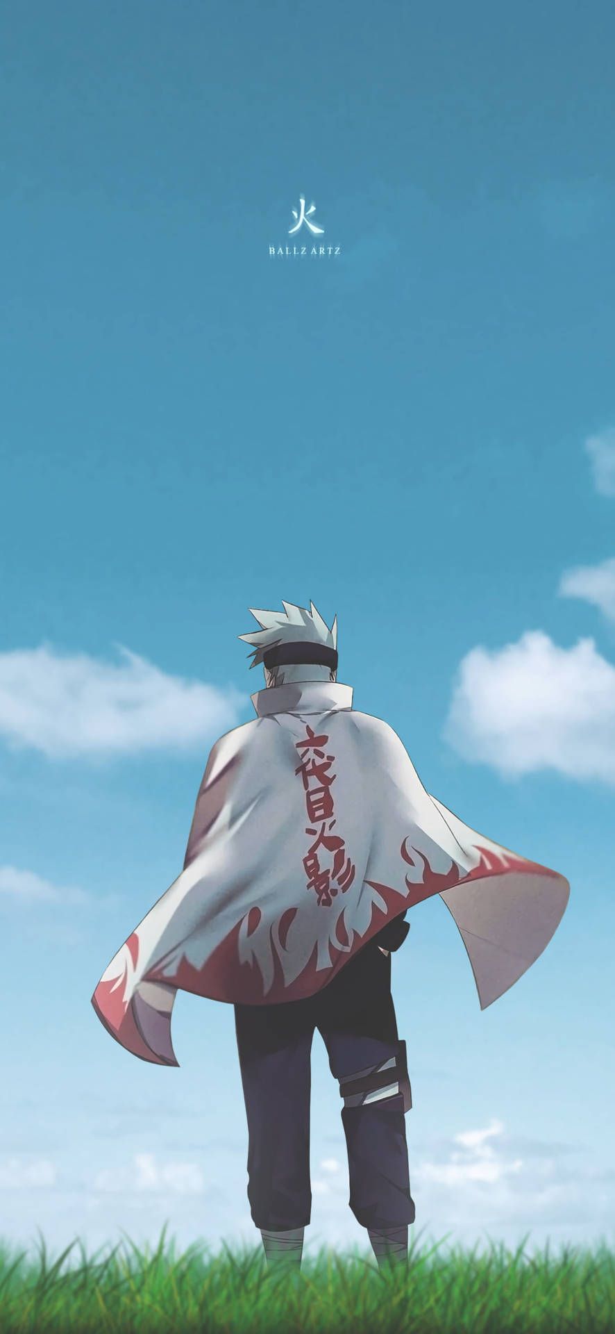 Naruto Uzumaki, Naruto, Hokage-Mantel, Wiese, Blauer Himmel, Anime, HD, iPhone-Hintergrundbild