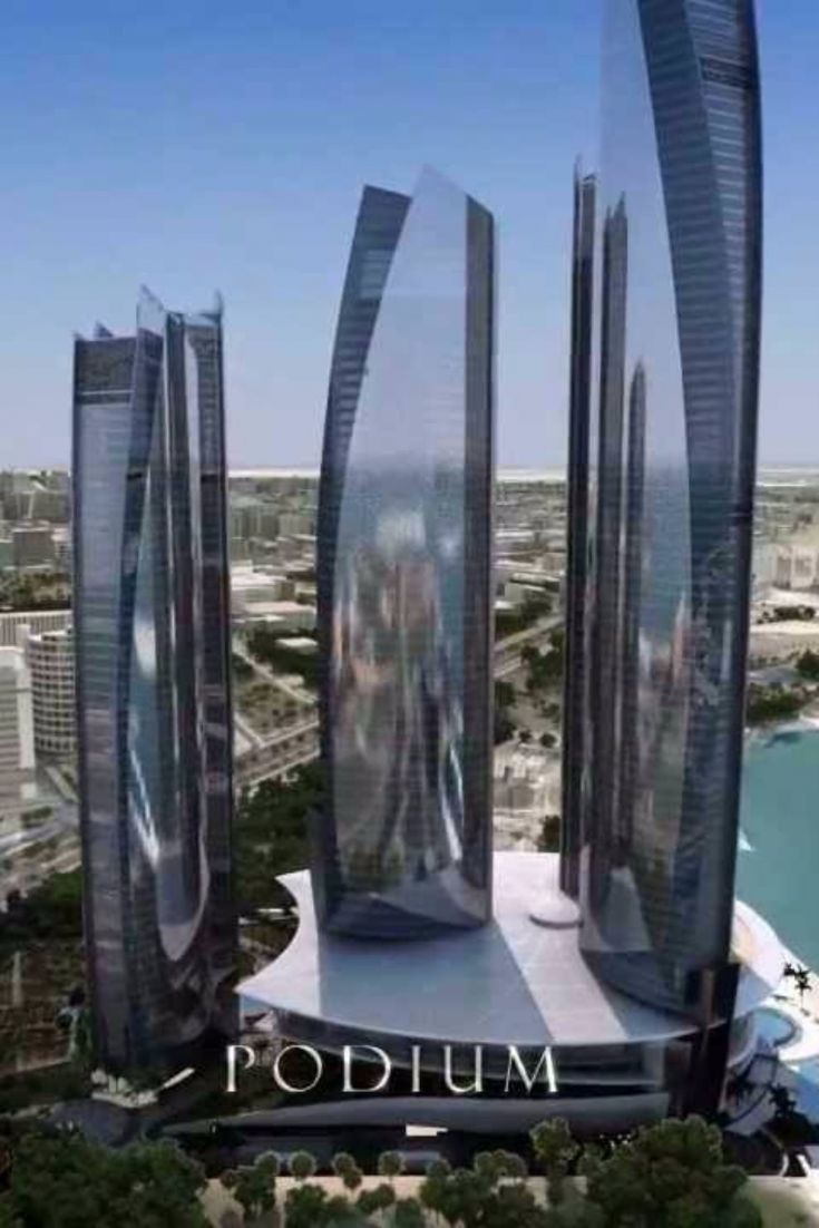 Etihad Towers, Abu Dhabi, Podium, Glasfassade, Spiegelung, HD, Tablet-Hintergrund