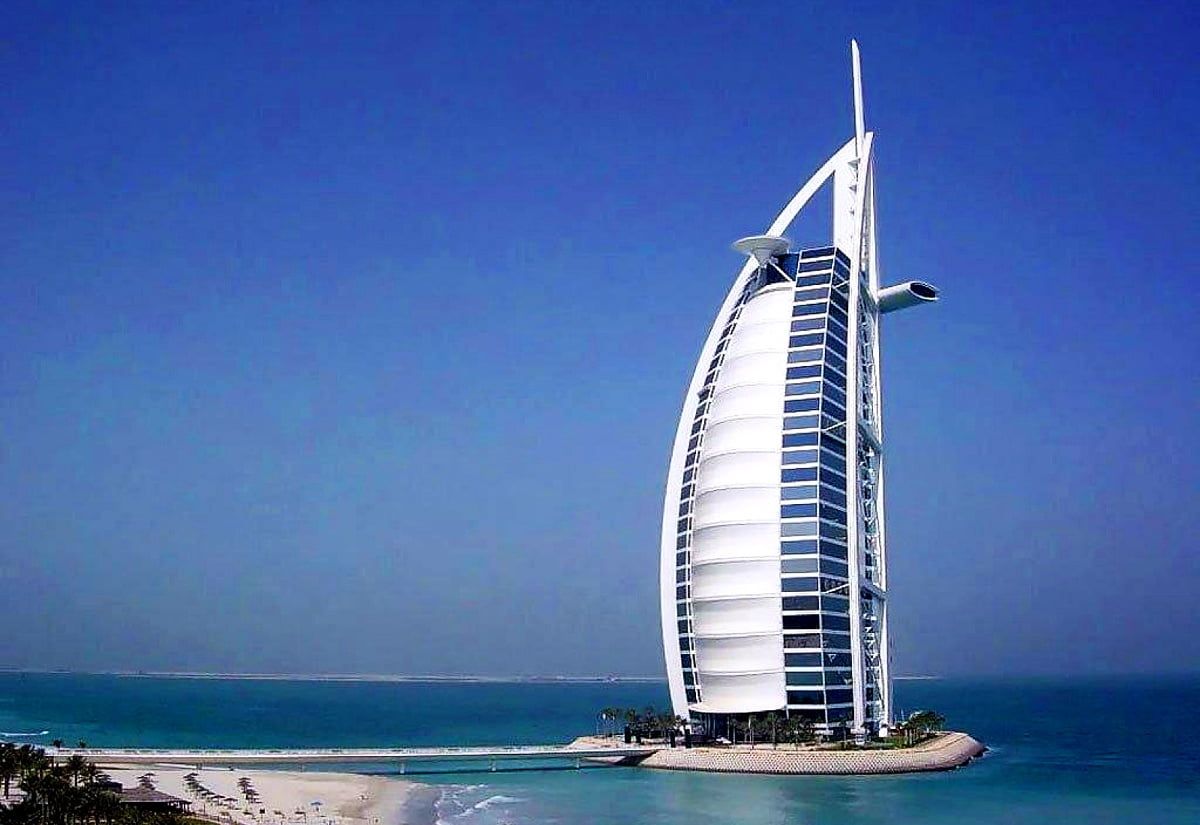 Burj Al Arab, Dubai, Meer, Blauer Himmel, Strand, Hintergrundbild