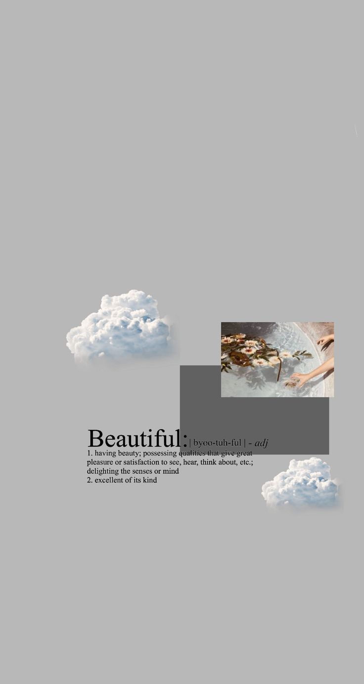 Beautiful, Wolken, Collage, Grauer Hintergrund, Minimalistisch, Sperrbildschirm fürs iPhone