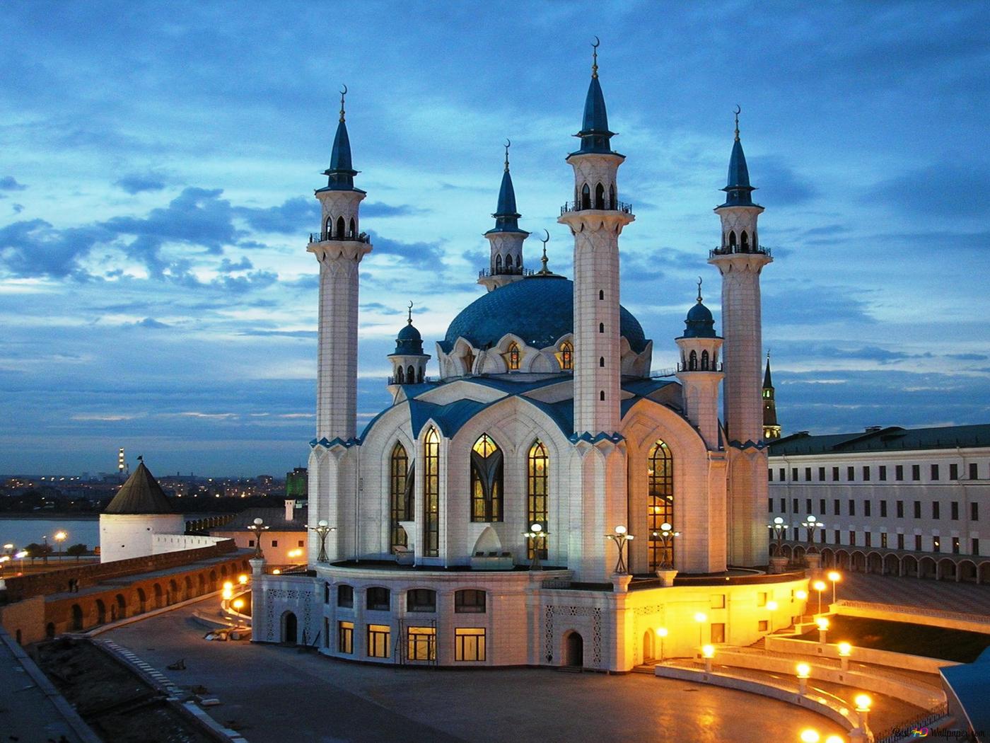 Kul-Scharif-Moschee, Kasan, Russland, Moschee, Abenddämmerung, Hintergrundbild fürs iPad