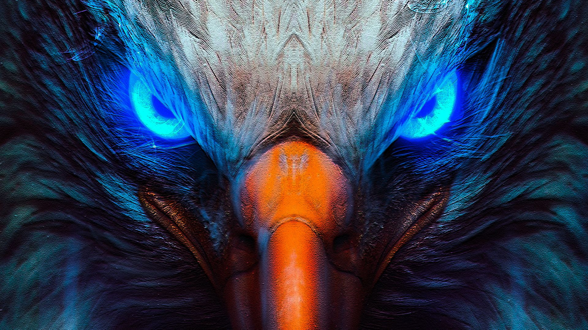 Adler, Leuchtende Augen, Blau, Nahaufnahme, Fantasy, Full HD, Desktop-Hintergrund für Windows