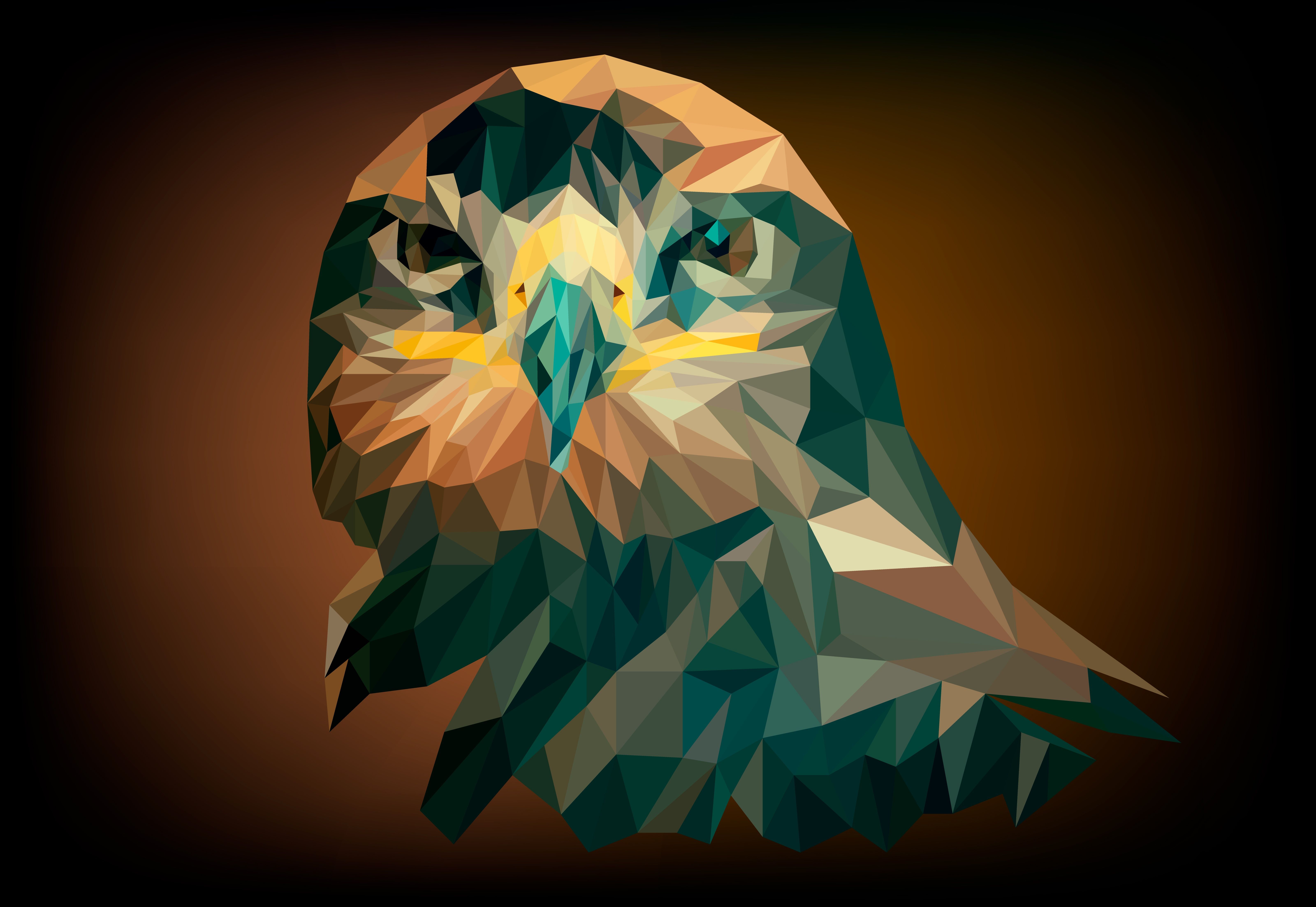 Adler, Low Poly, Polygonkunst, Geometrisch, Grün, 6K, Hintergrundbild für den PC