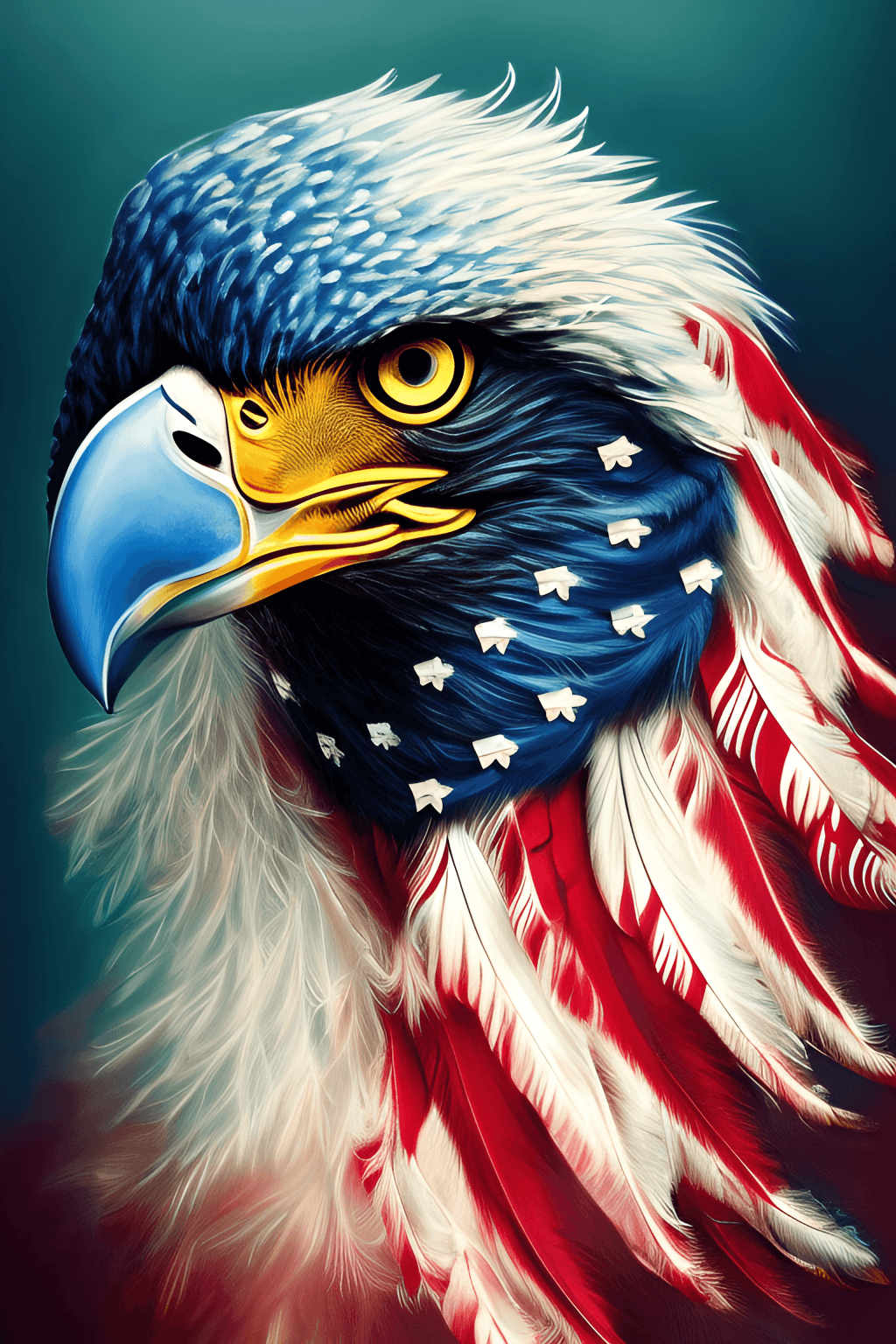 Weißkopfseeadler, Amerikanische Flagge, Stars and Stripes, Patriotisch, Digitale Kunst, Sperrbildschirm