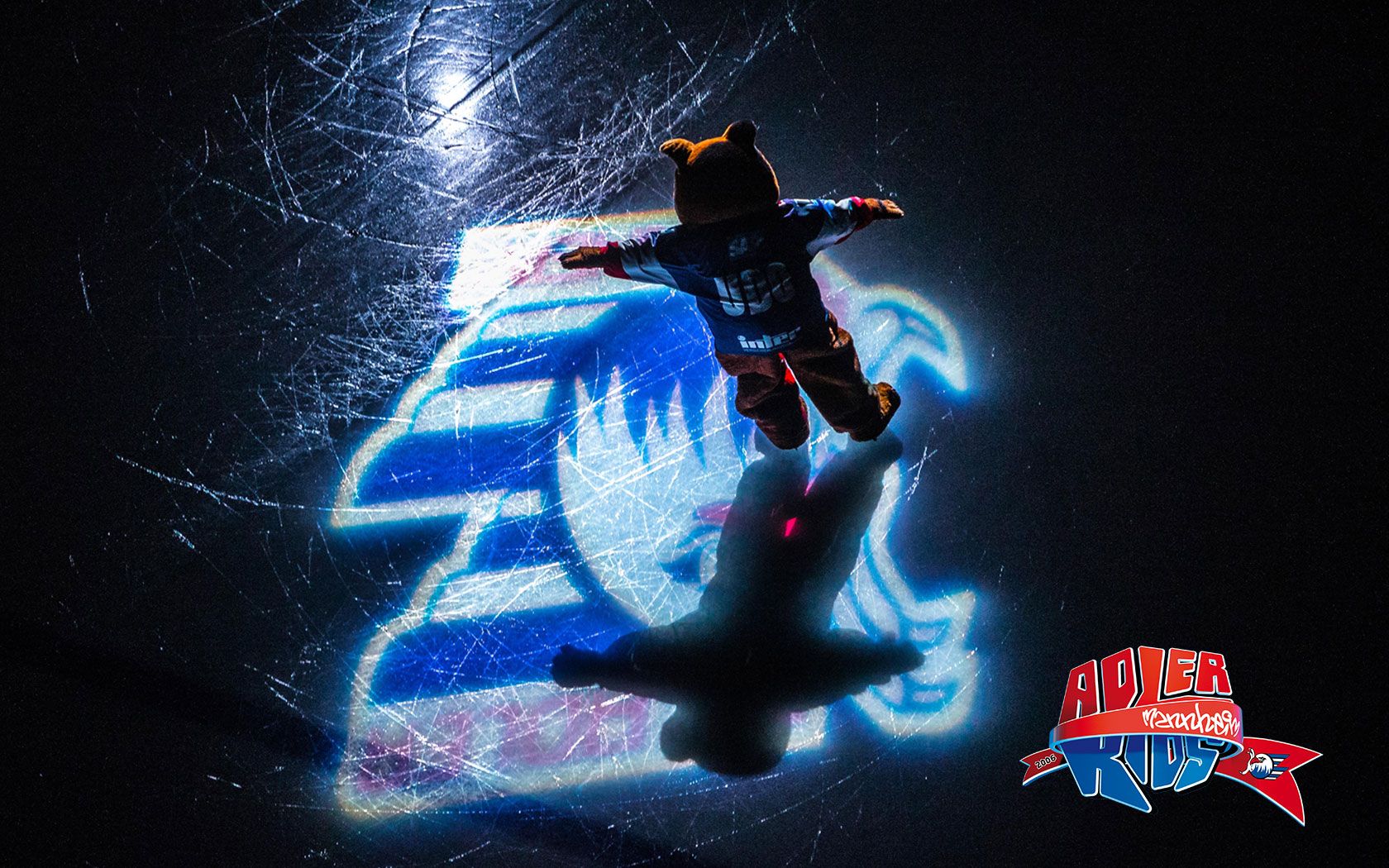 Adler Mannheim, Eishockey, Maskottchen, Eisfläche, Logo, HD, Breitbild-Hintergrundbild