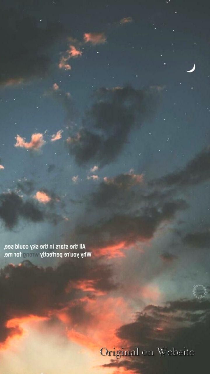 Zitat, Wolken, Mondsichel, Abendhimmel, Dämmerung, HD, Hintergrundbild fürs Handy