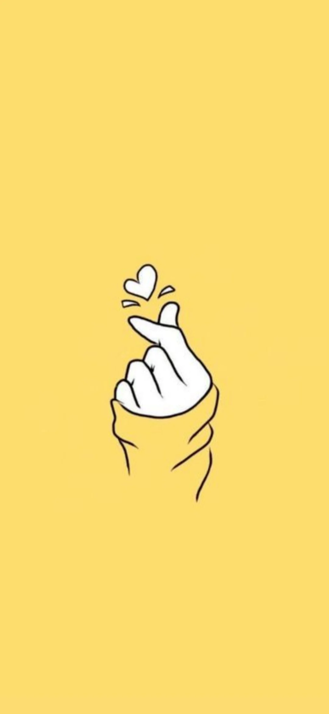 Fingerherz, Hand, Strichzeichnung, Gelber Hintergrund, Minimalistisch, Sperrbildschirm fürs iPhone