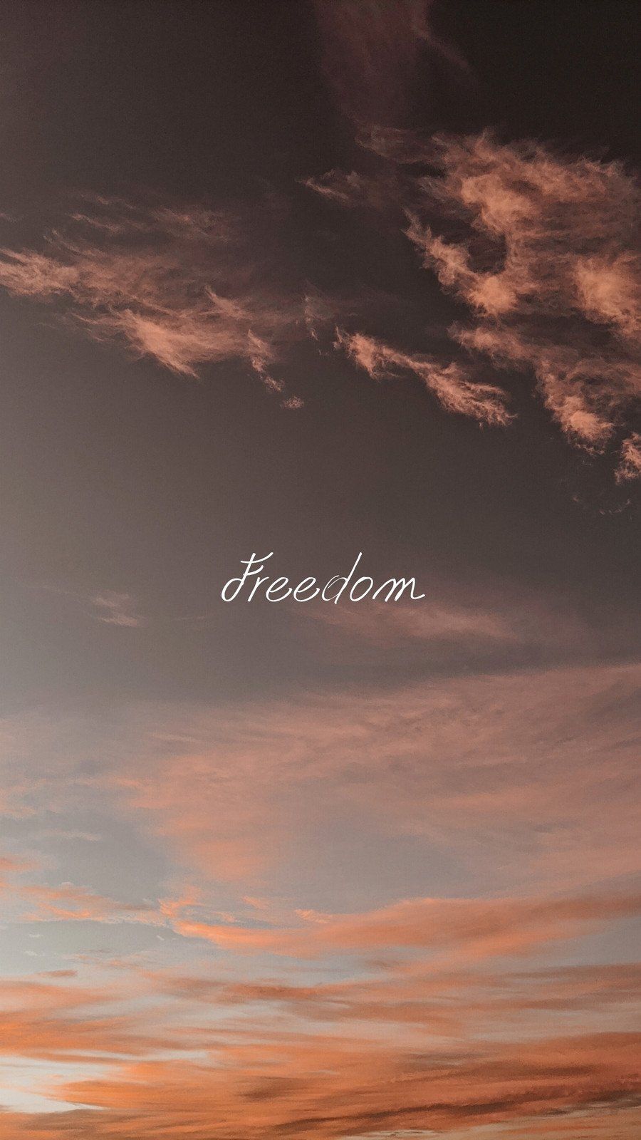 Freedom, Schriftzug, Wolken, Abendhimmel, Handschrift, HD, Hintergrundbild fürs Handy