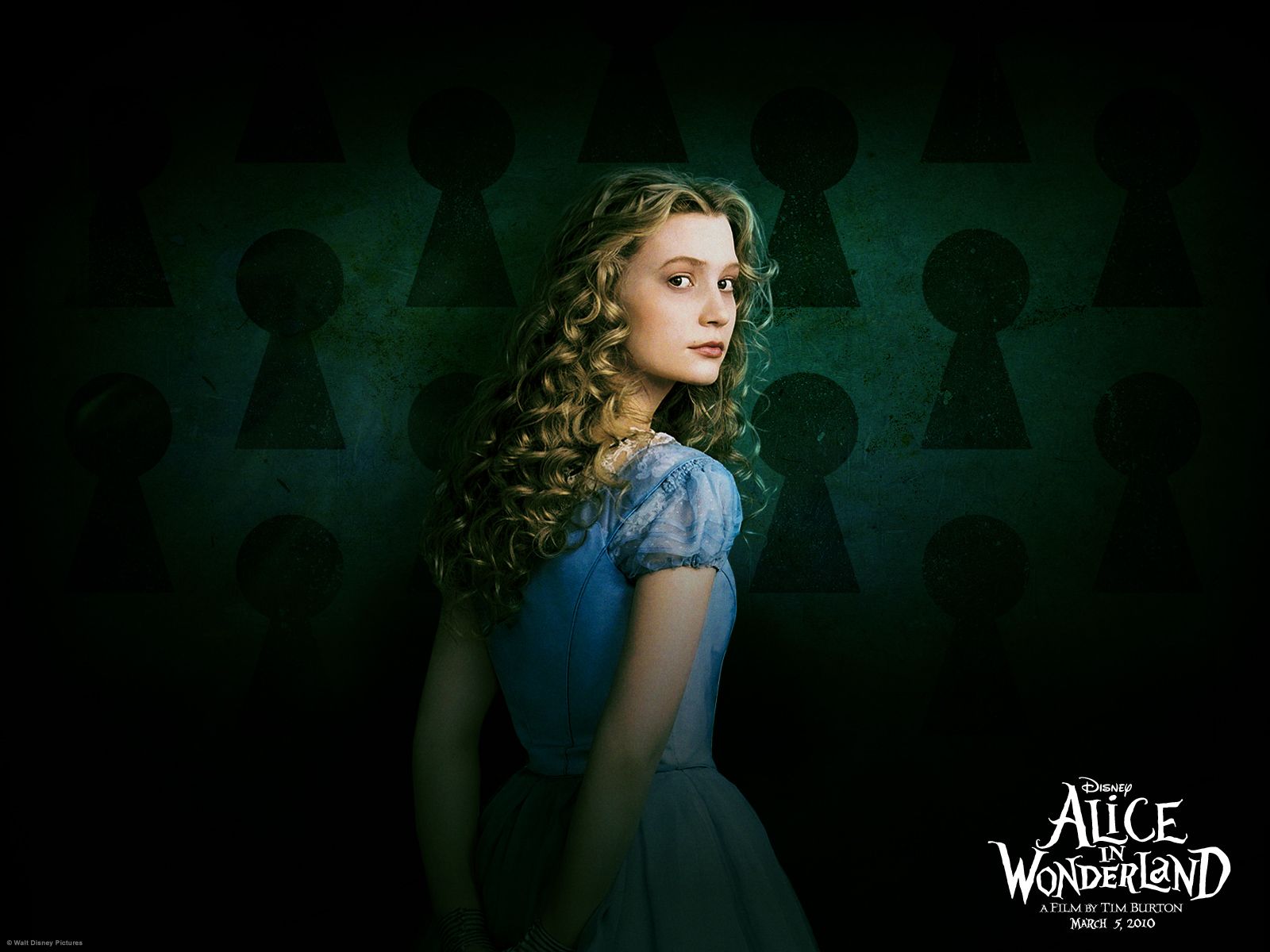 Alice im Wunderland (2010), Mia Wasikowska, Alice, Schlüssellöcher, Filmplakat, Tablet-Hintergrundbild