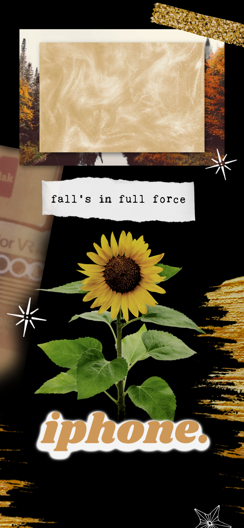 Sonnenblume, Collage, iPhone, Herbst, Schwarzer Hintergrund, Sperrbildschirm fürs iPhone