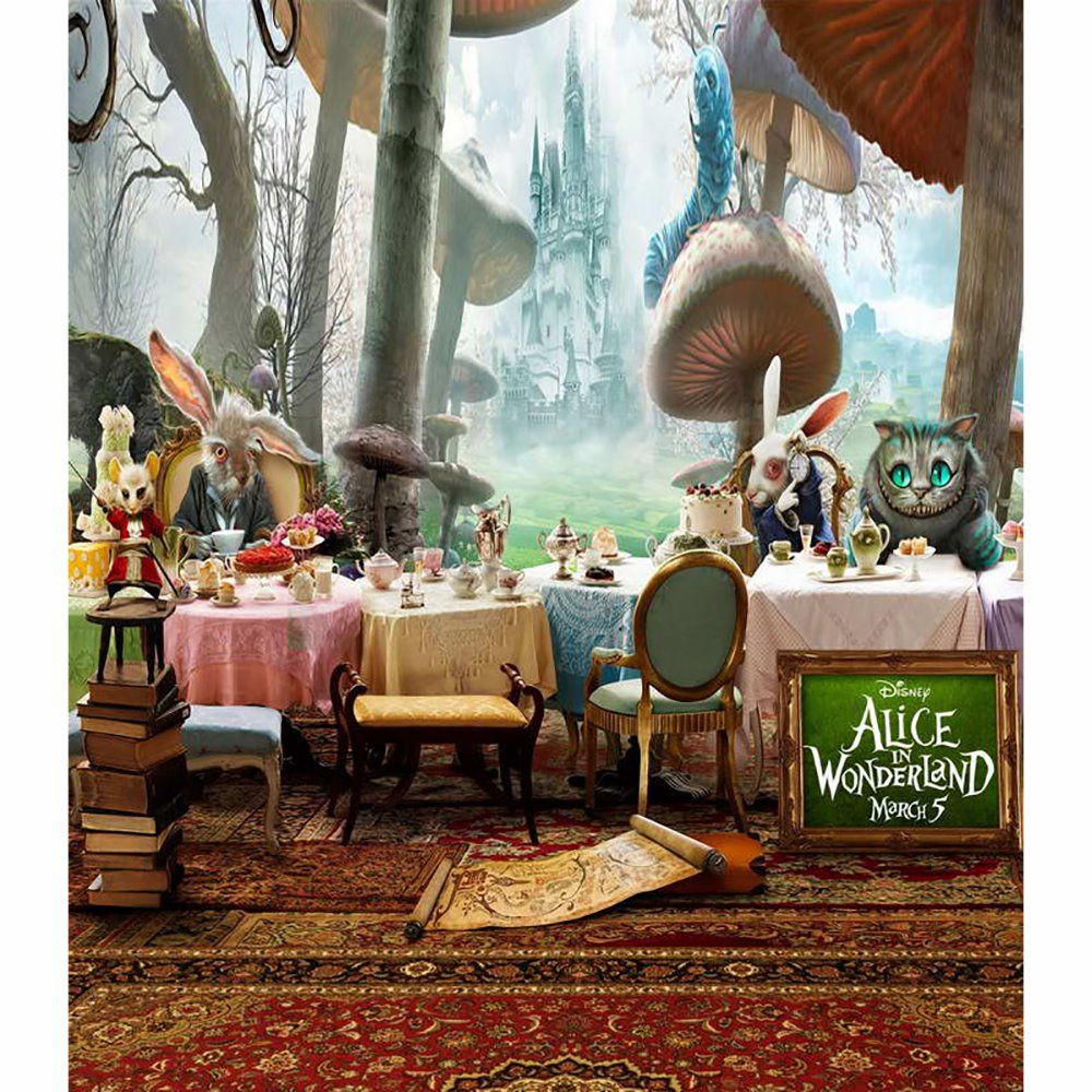 Alice im Wunderland (2010), Teeparty, Diorama, Grinsekatze, Pilze, Hintergrundbild fürs Tablet