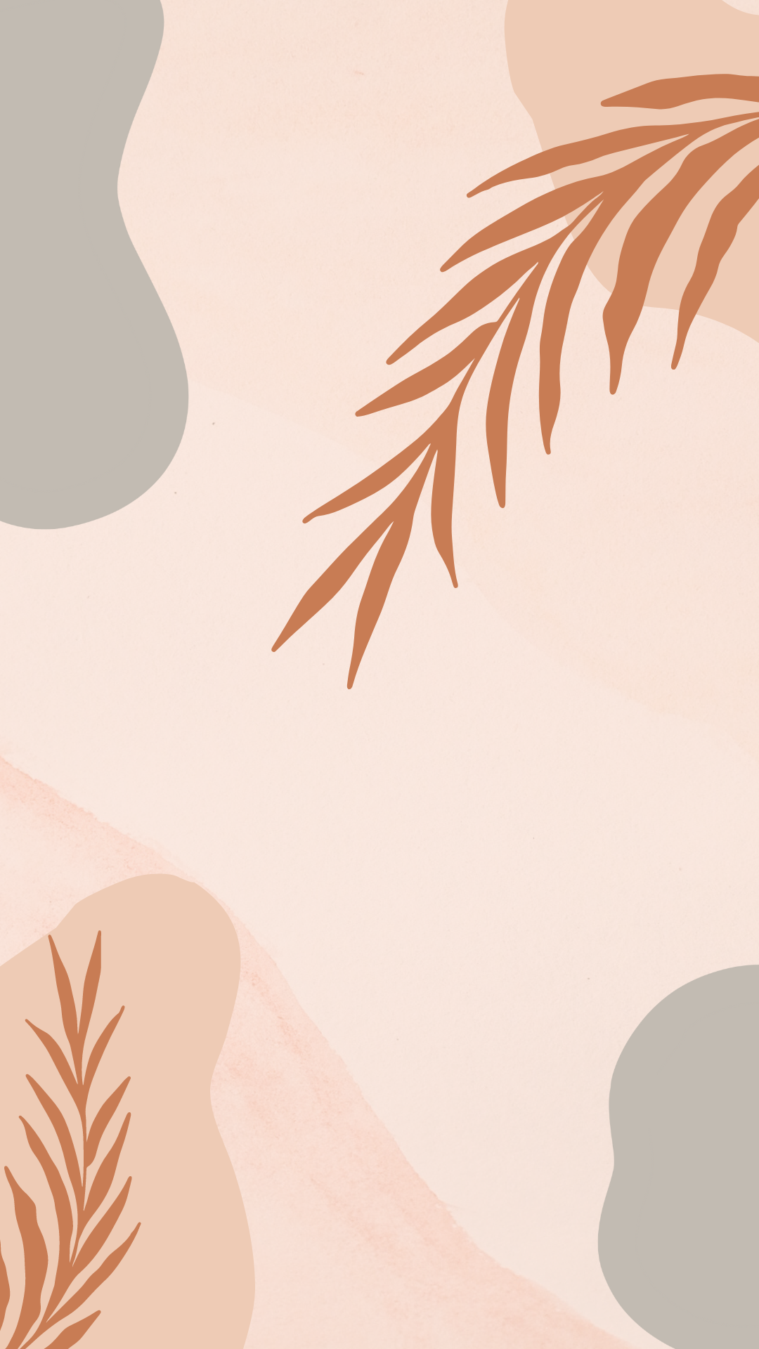 Boho, Abstrakte Formen, Palmenblatt, Pfirsich, Erdtöne, Full HD, Hintergrundbild fürs Handy