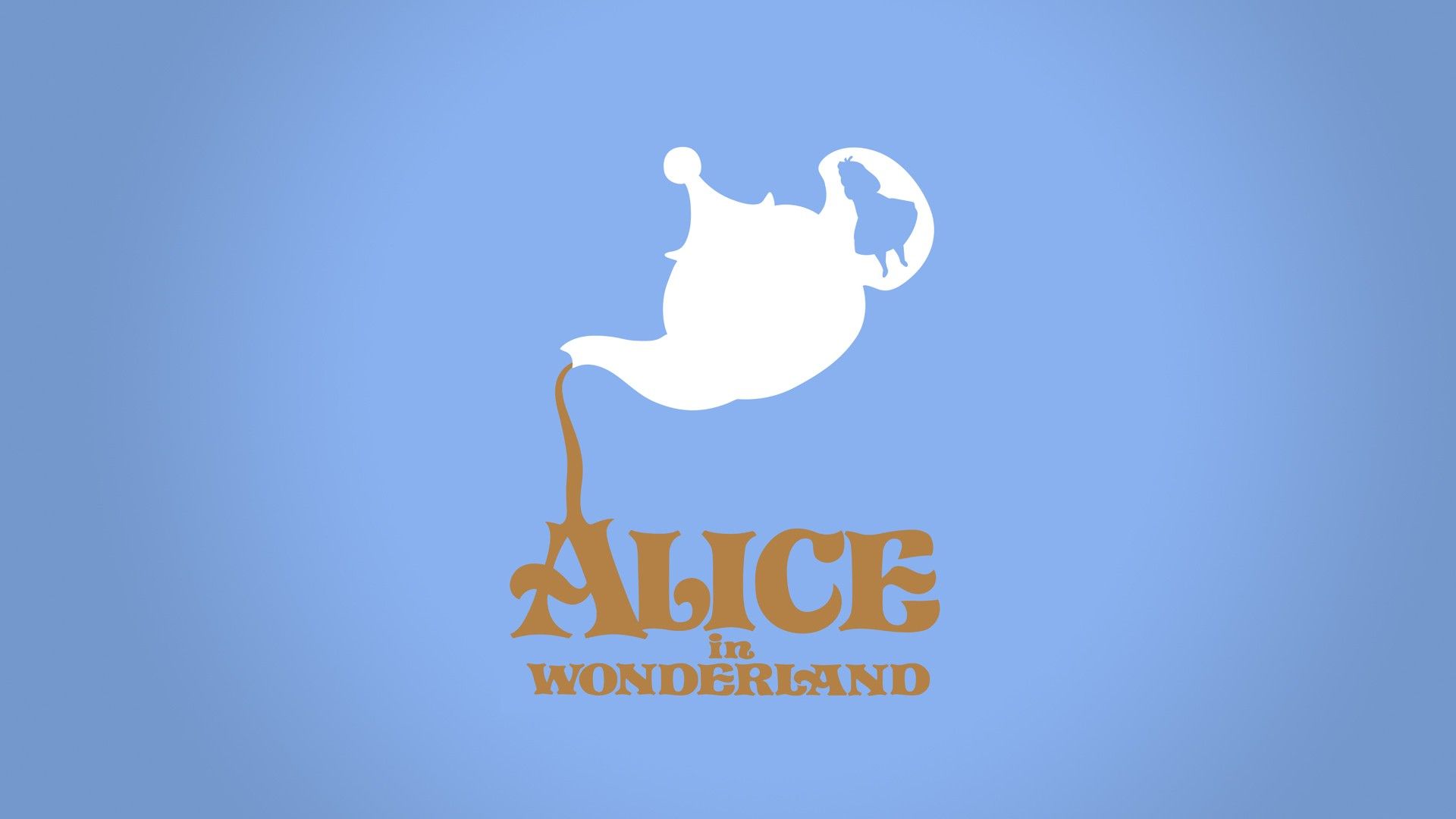 Alice, Teekanne, Minimalistisch, Hellblau, Typografie, Full HD 1080p, Desktop-Hintergrundbild